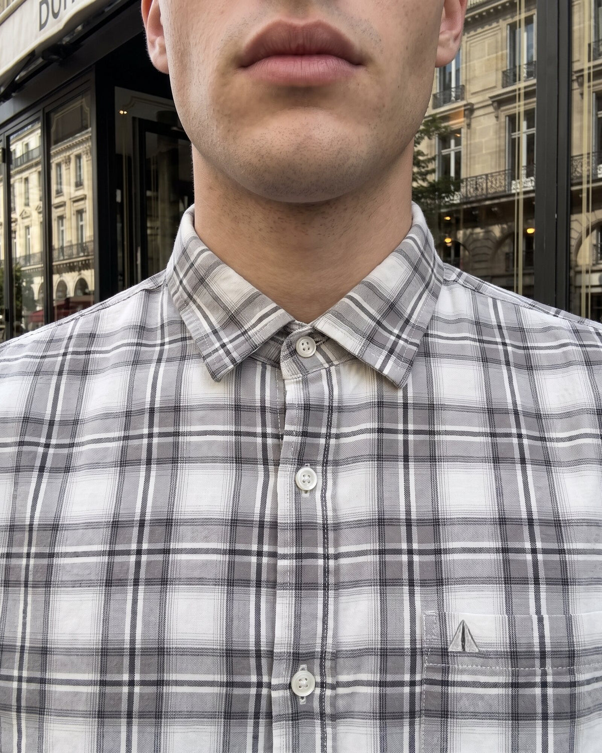 Essential Cotton Check Long Sleeve Shirt – Stone Fog (1 of 4)