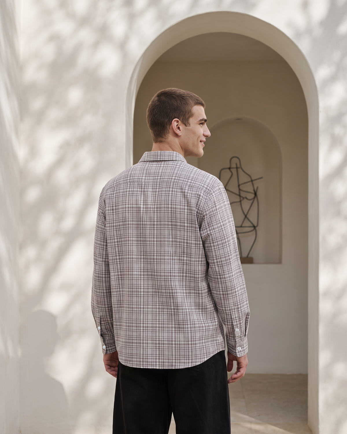 Essential Cotton Check Long Sleeve Shirt – Crushed Violet