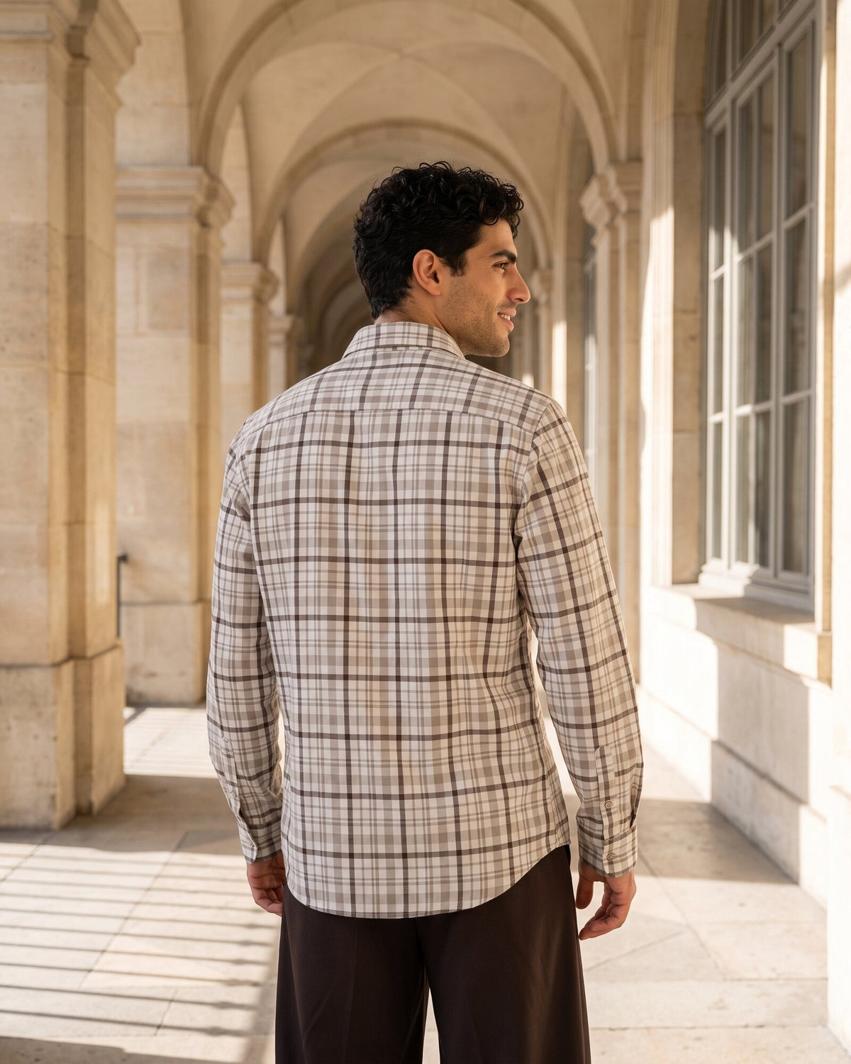Essential Cotton Check Long Sleeve Shirt – Warm Tobacco (2 of 4)