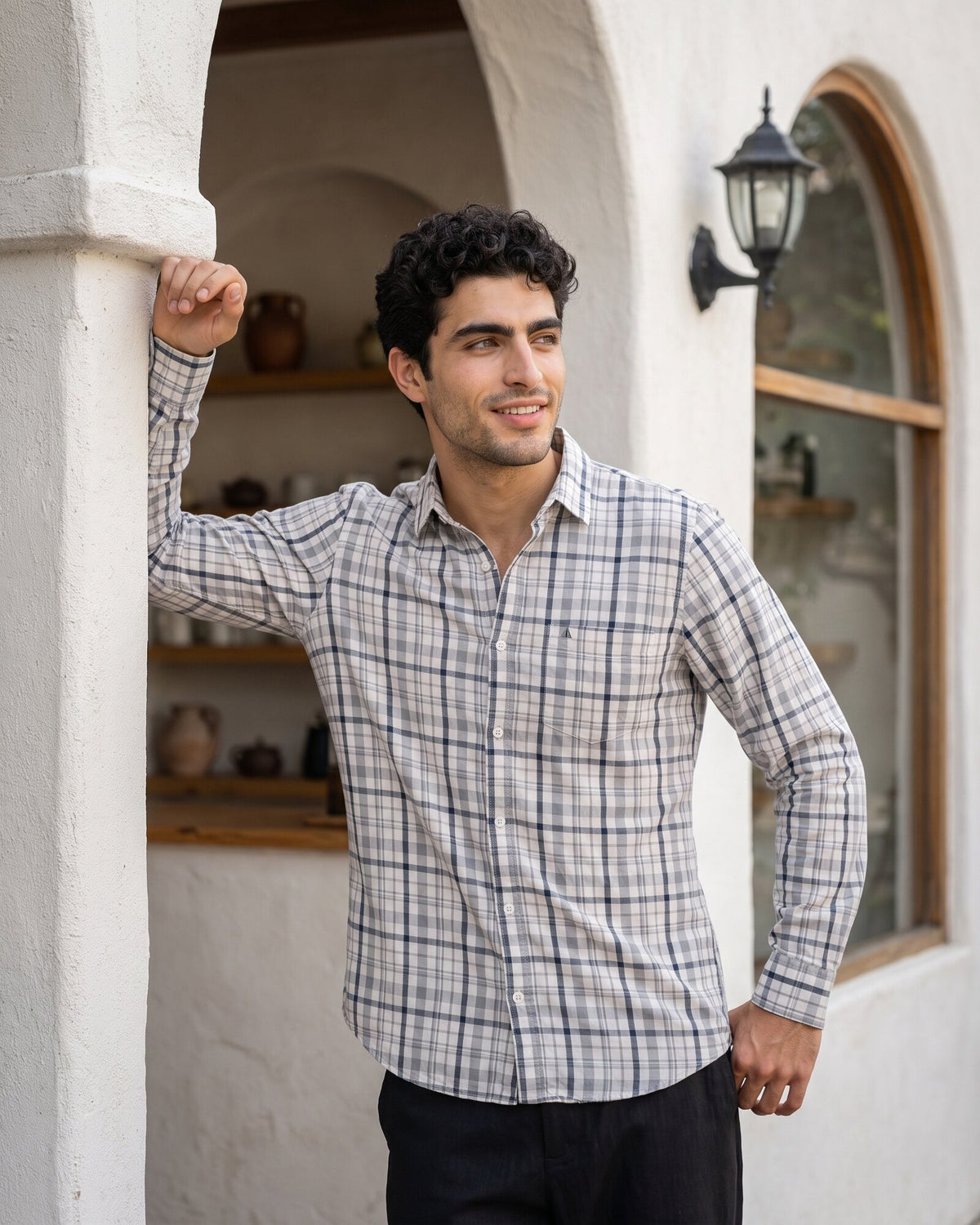 Essential Cotton Check Long Sleeve Shirt – Moss Reserve (4 of 4)