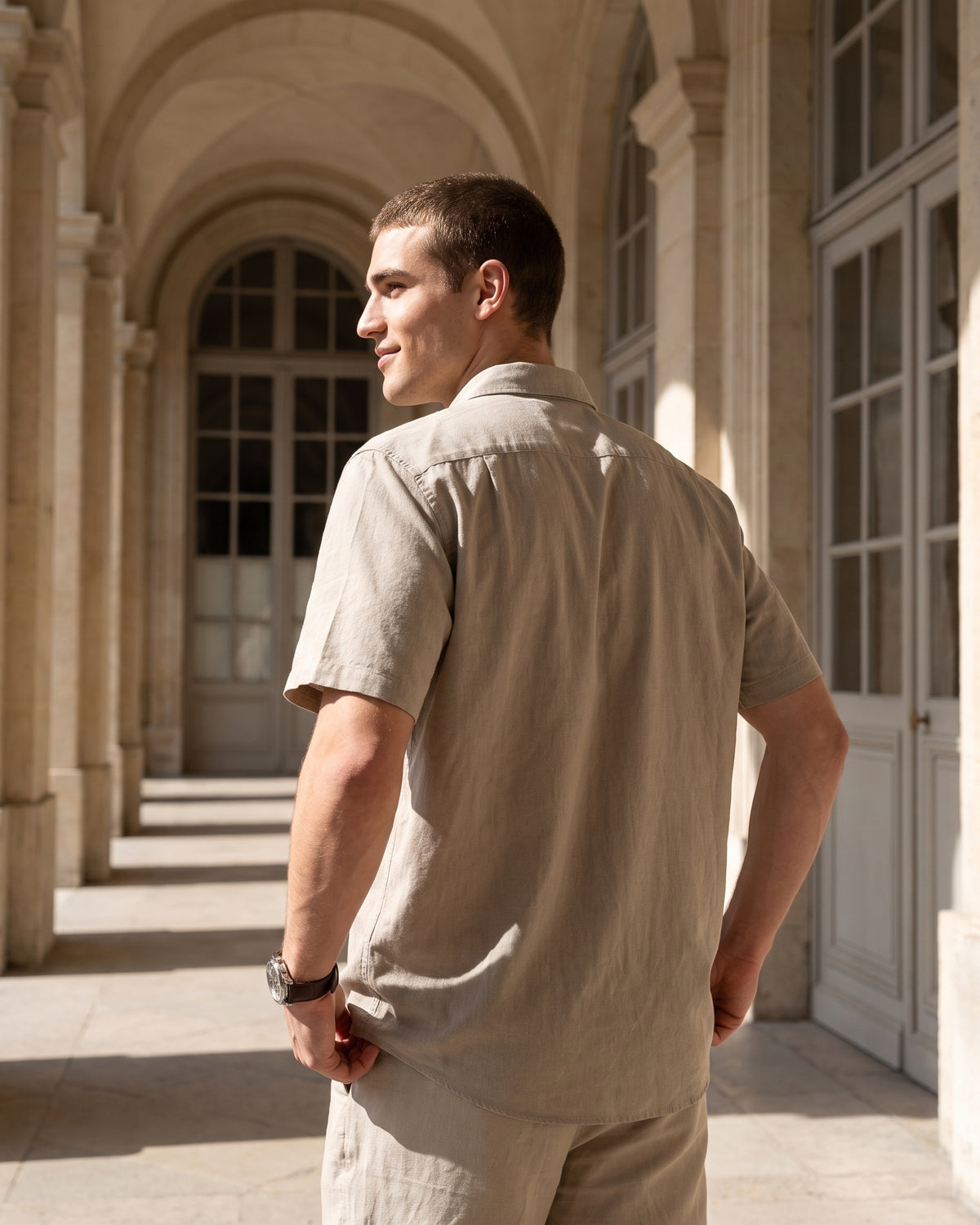 Generous Heritage Linen Short Sleeve Shirt - Olive Ground