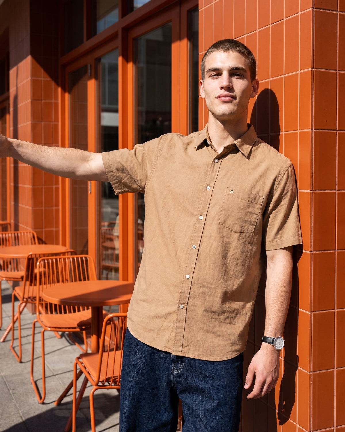 Generous Heritage Linen Short Sleeve Shirt - Deep Walnut