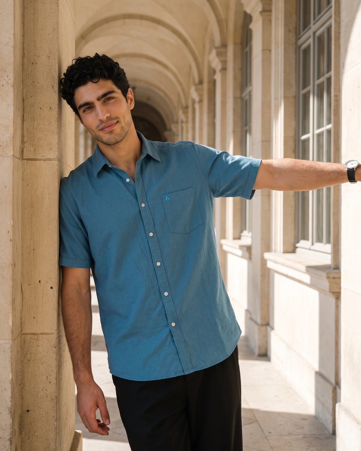 Generous Heritage Linen Short Sleeve Shirt - Deep Teal