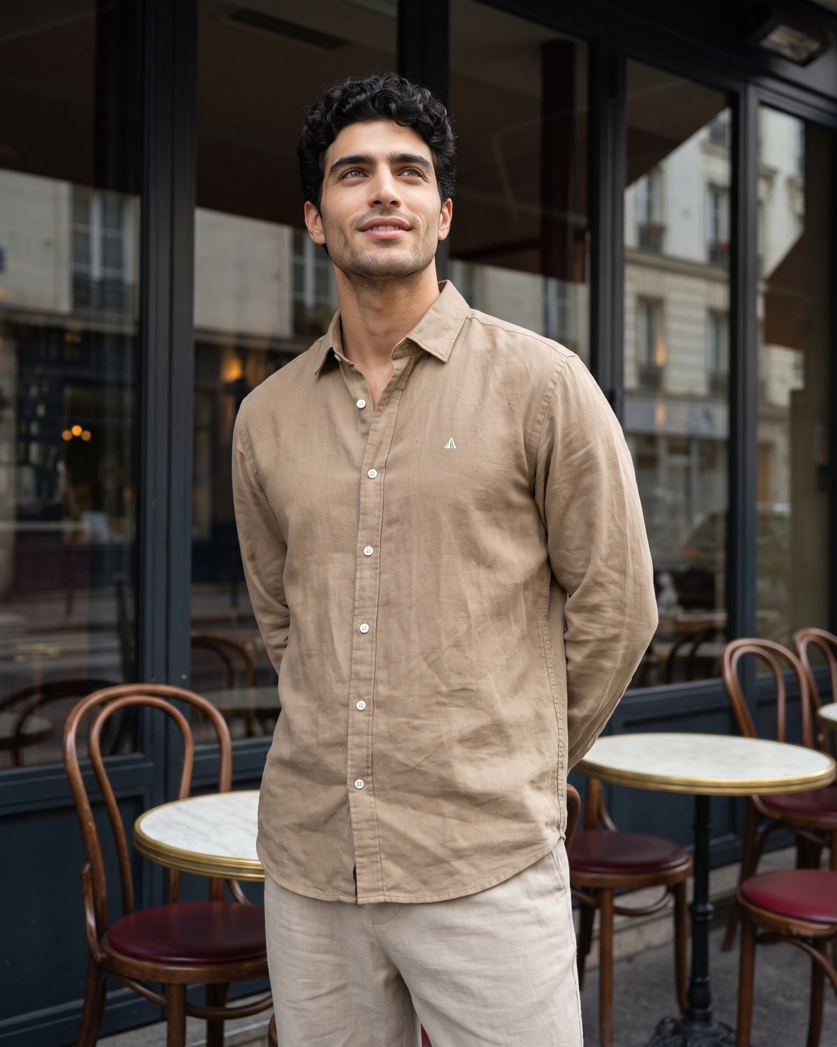 Generous Heritage Linen Long Sleeve Shirt - Sand
