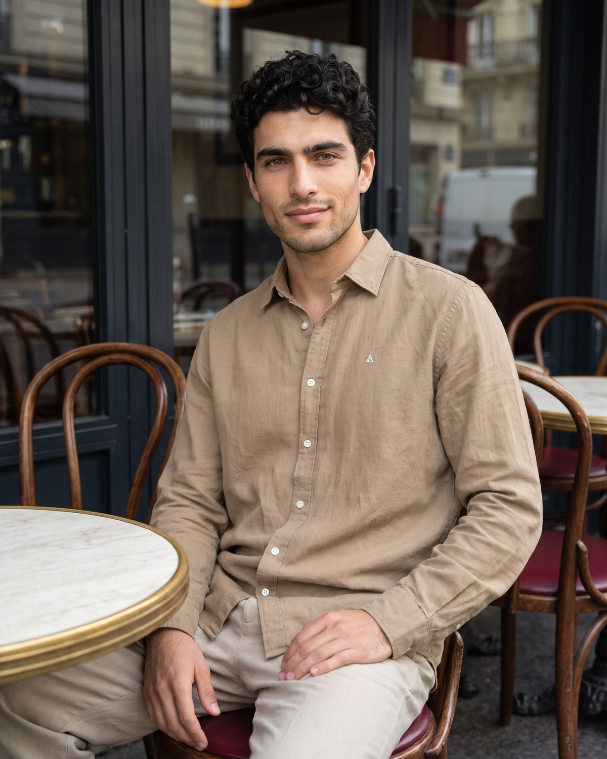 Generous Heritage Linen Long Sleeve Shirt - Sand