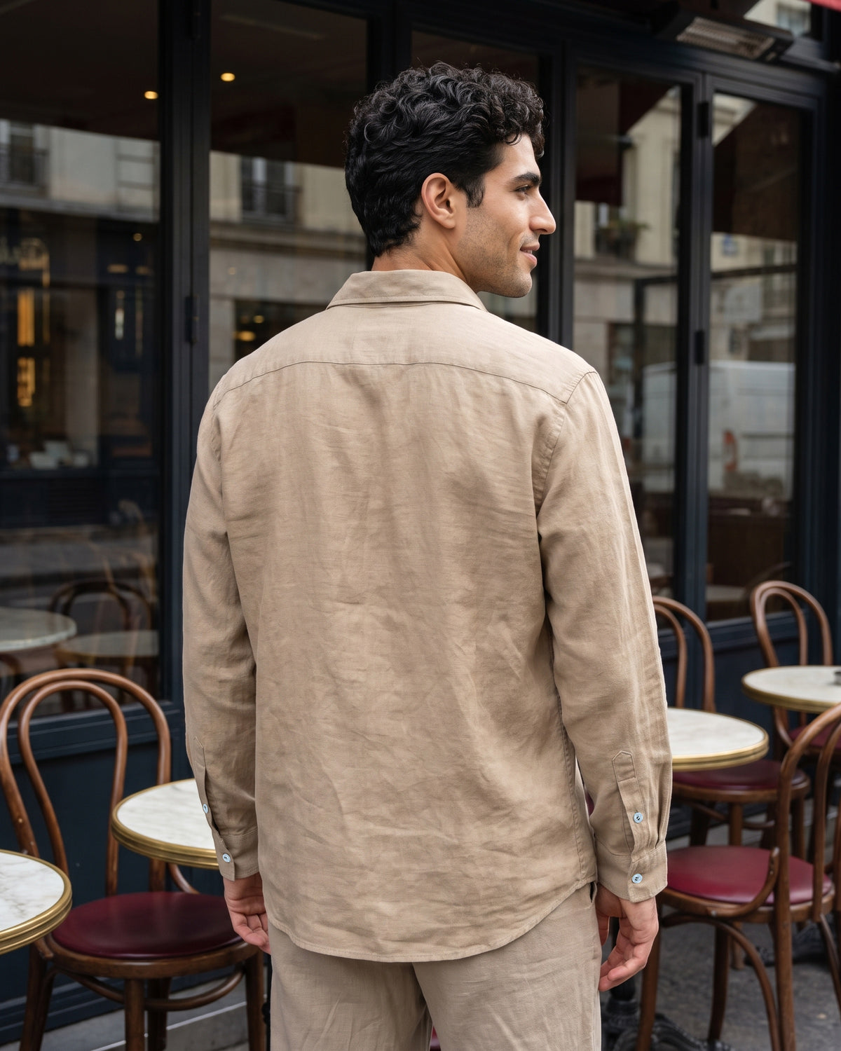 Generous Heritage Linen Long Sleeve Shirt - Sand
