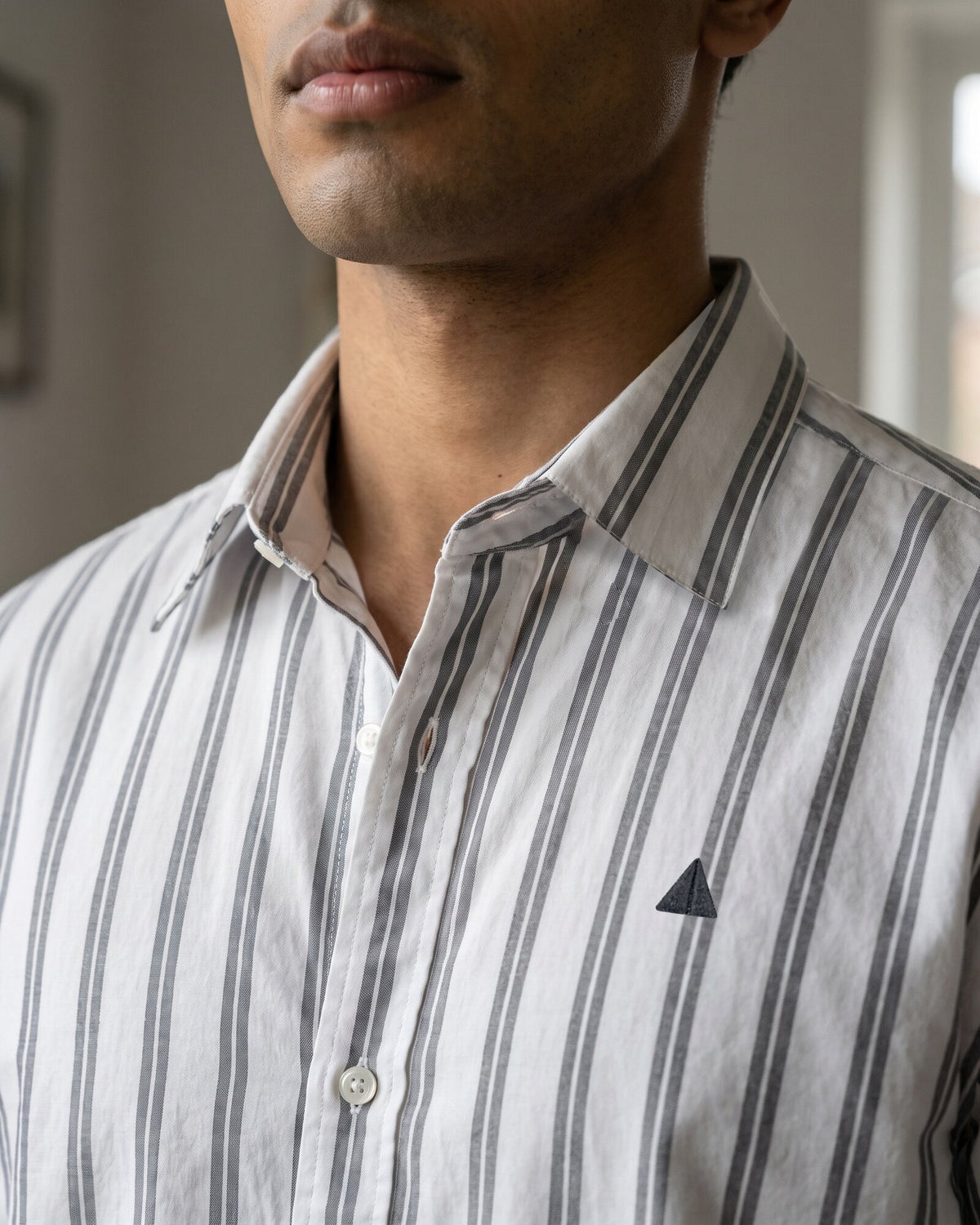Essential Cotton Stripe Long Sleeve Shirt – Graphite (2 of 4)