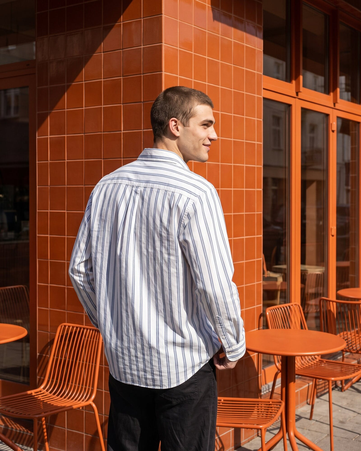 Essential Cotton Stripe Long Sleeve Shirt – Atlantic Blue (1 of 4)