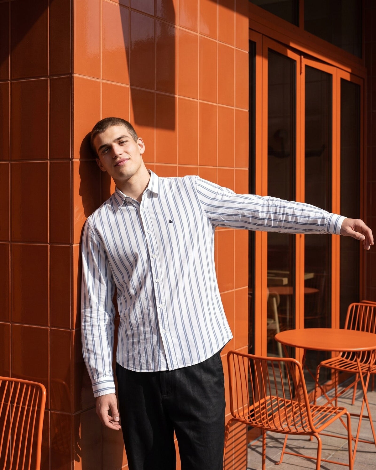 Essential Cotton Stripe Long Sleeve Shirt – Atlantic Blue (2 of 4)