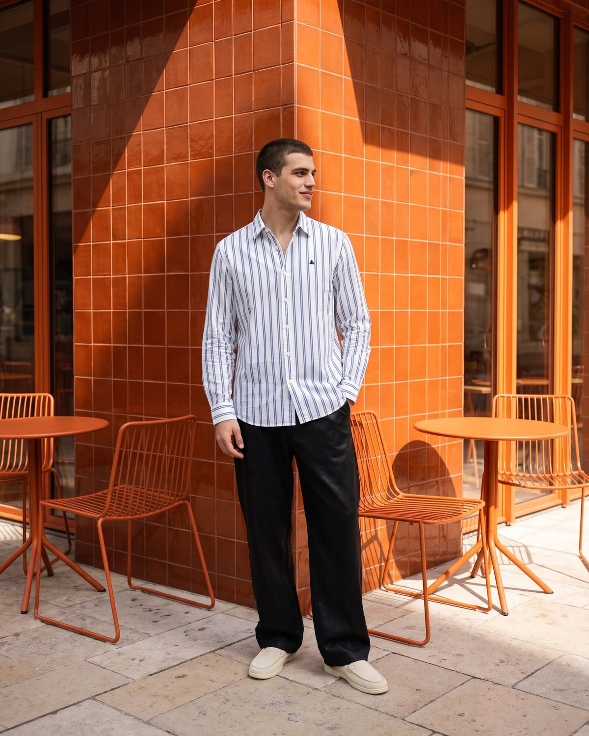 Essential Cotton Stripe Long Sleeve Shirt – Atlantic Blue (3 of 4)