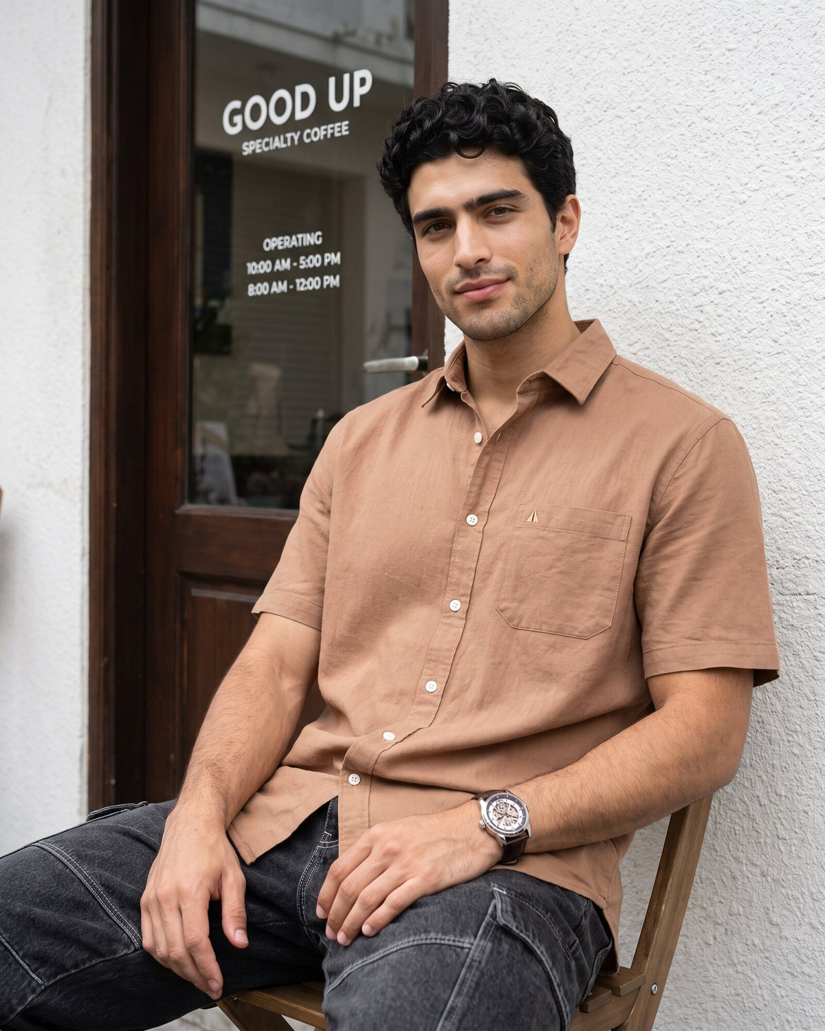 Heritage Linen Slub Short Sleeve Shirt – Warm Tobacco (2 of 4)