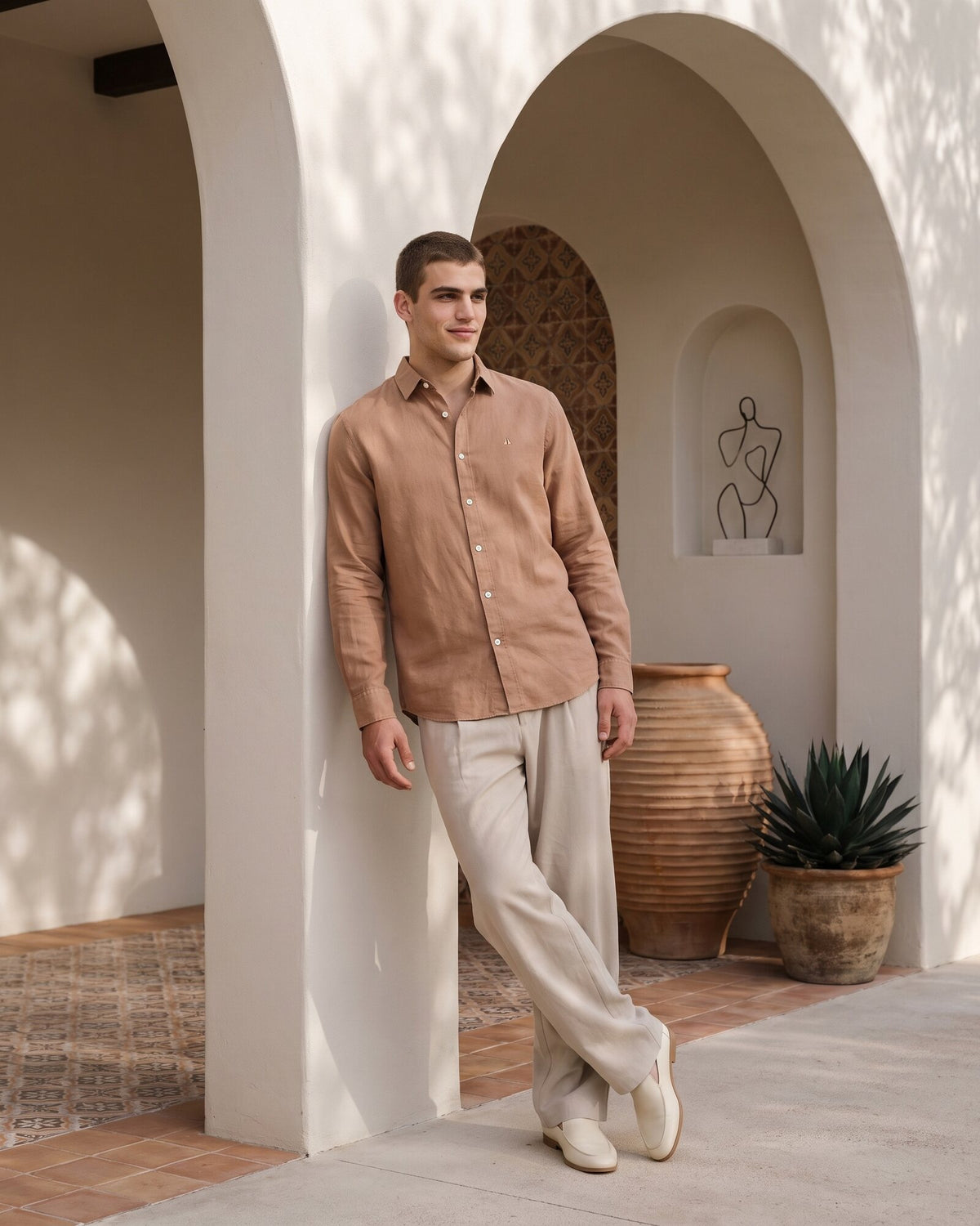 Heritage Linen Slub Long Sleeve Shirt – Warm Tobacco (2 of 4)