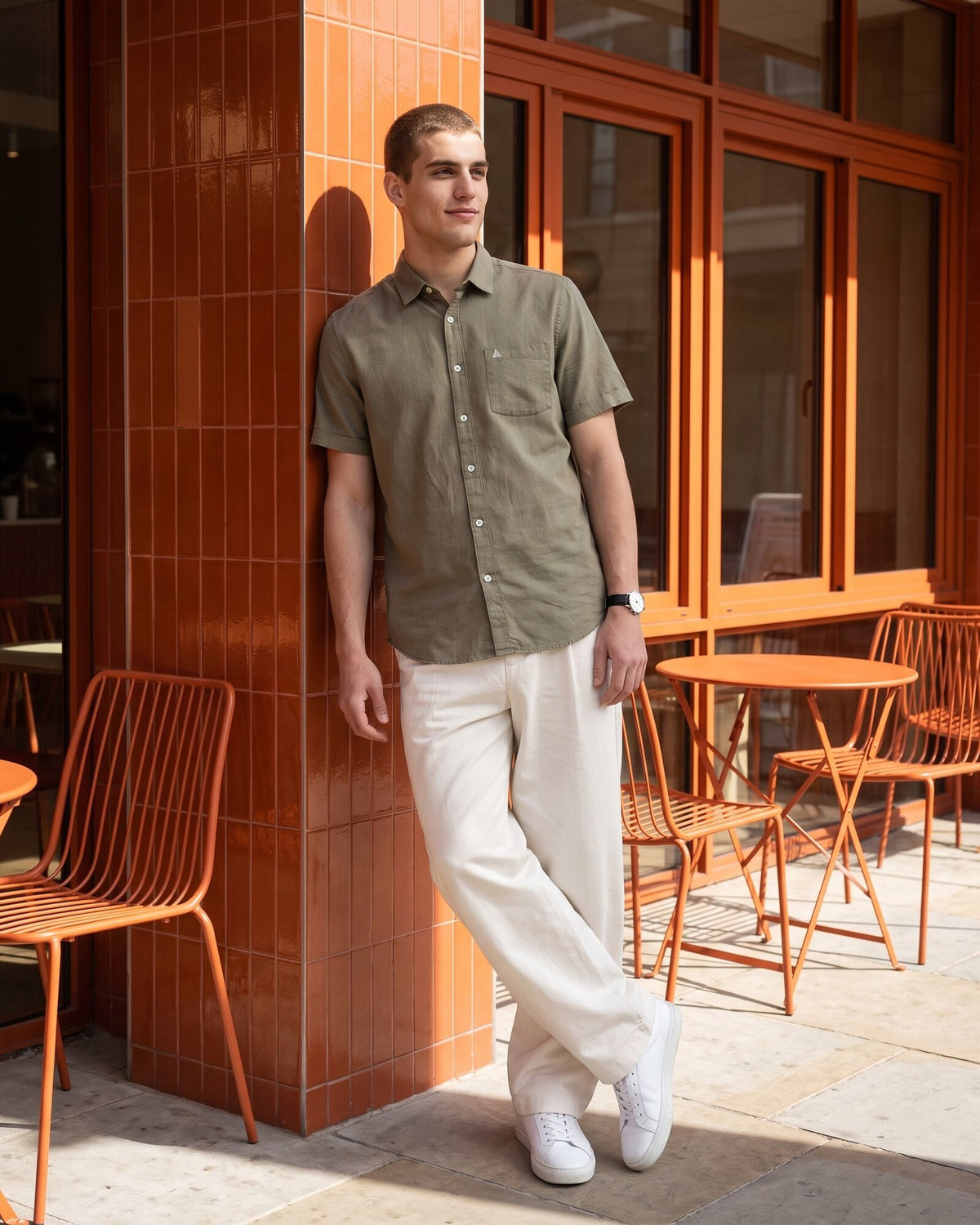 Heritage Linen Slub Short Sleeve Shirt – Moss Reserve (1 of 4)