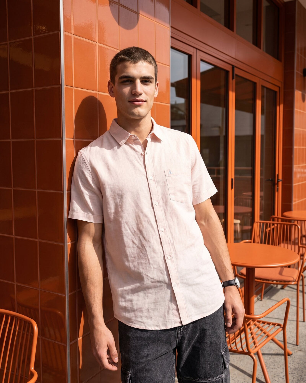 Heritage Linen Slub Short Sleeve Shirt – Rose Dusk (1 of 4)