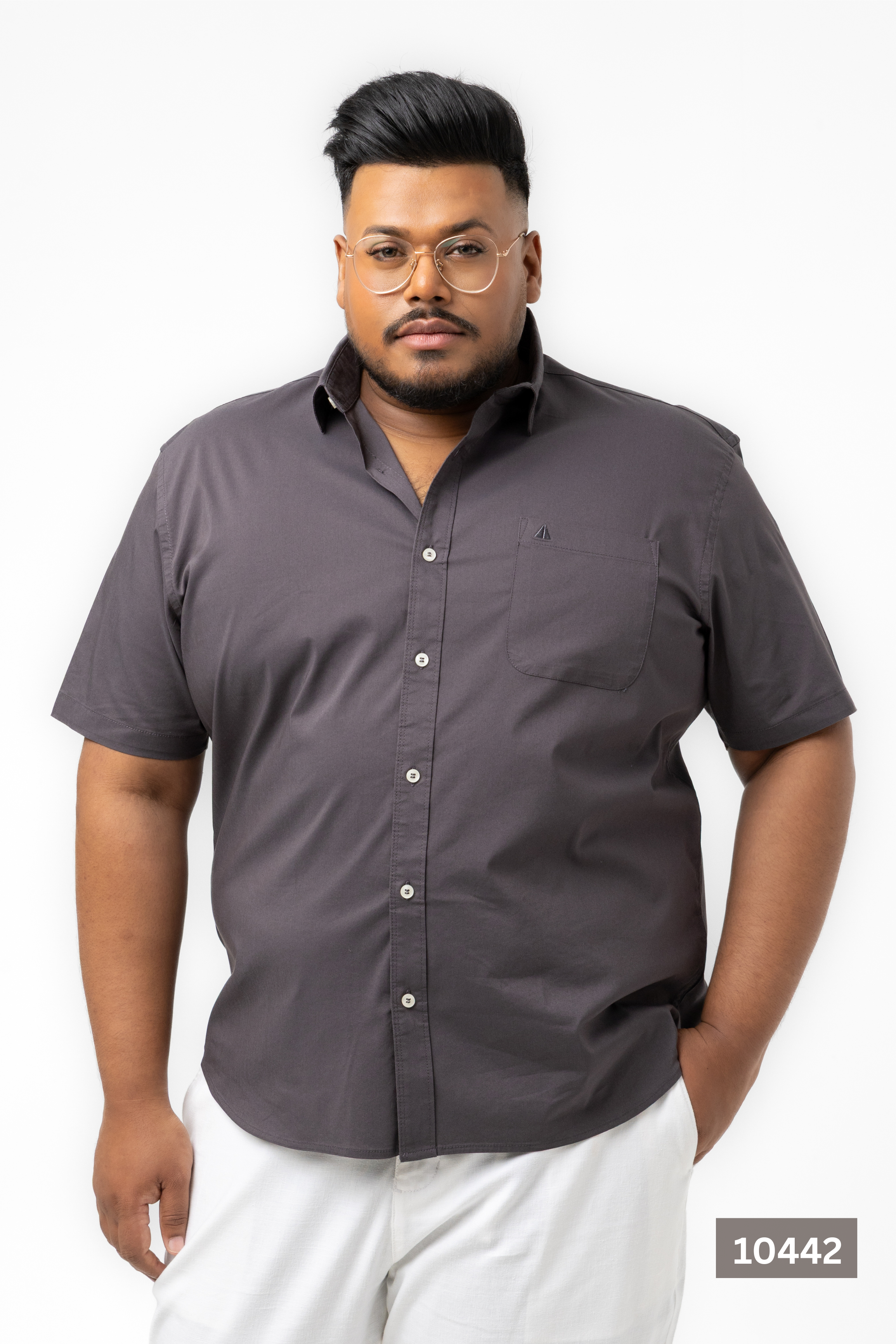 Plus Size Cotton Solid Shirt – Charcoal Grey | AnationZ