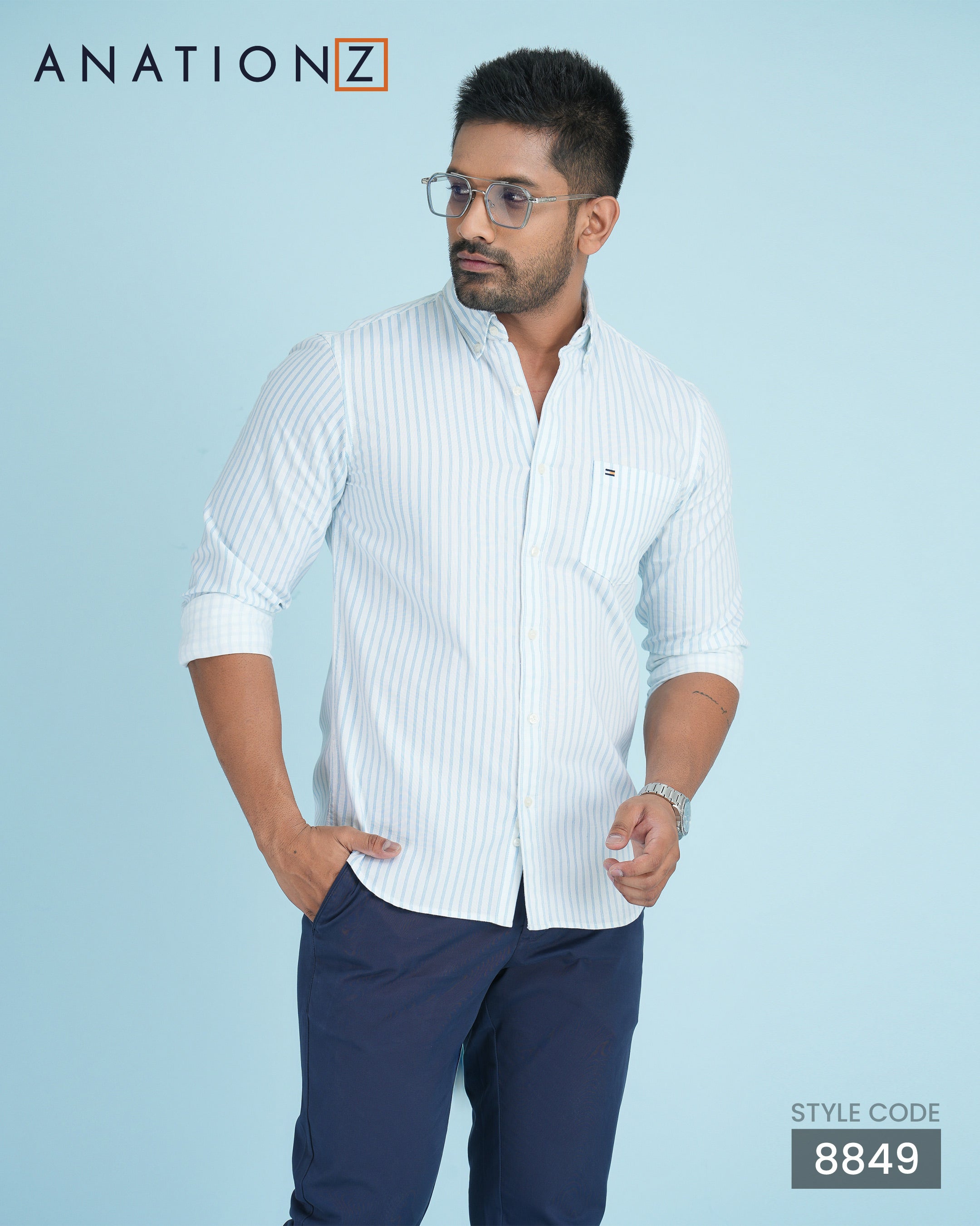 Striped Cotton Button-Down Shirt - White