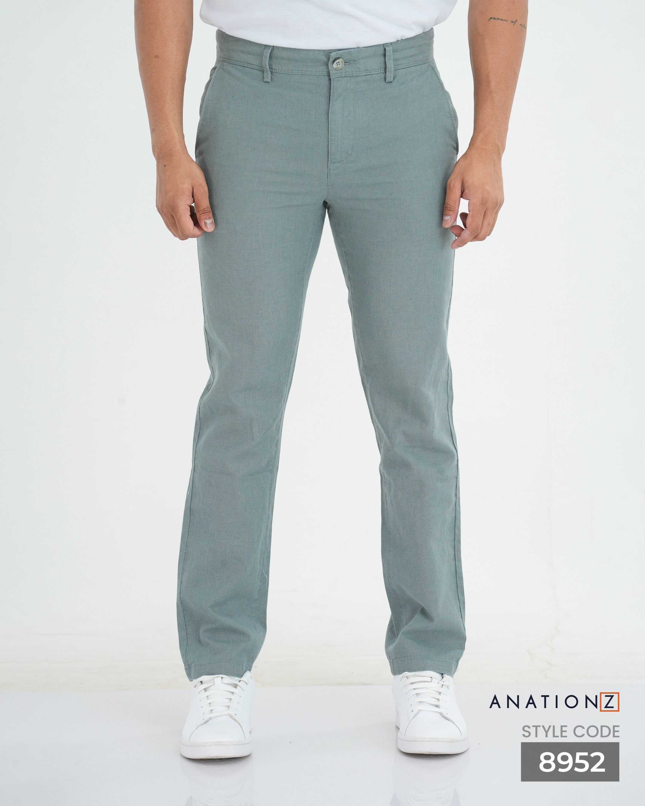 Linen Cotton Straight Slim Fit Pant - Slate