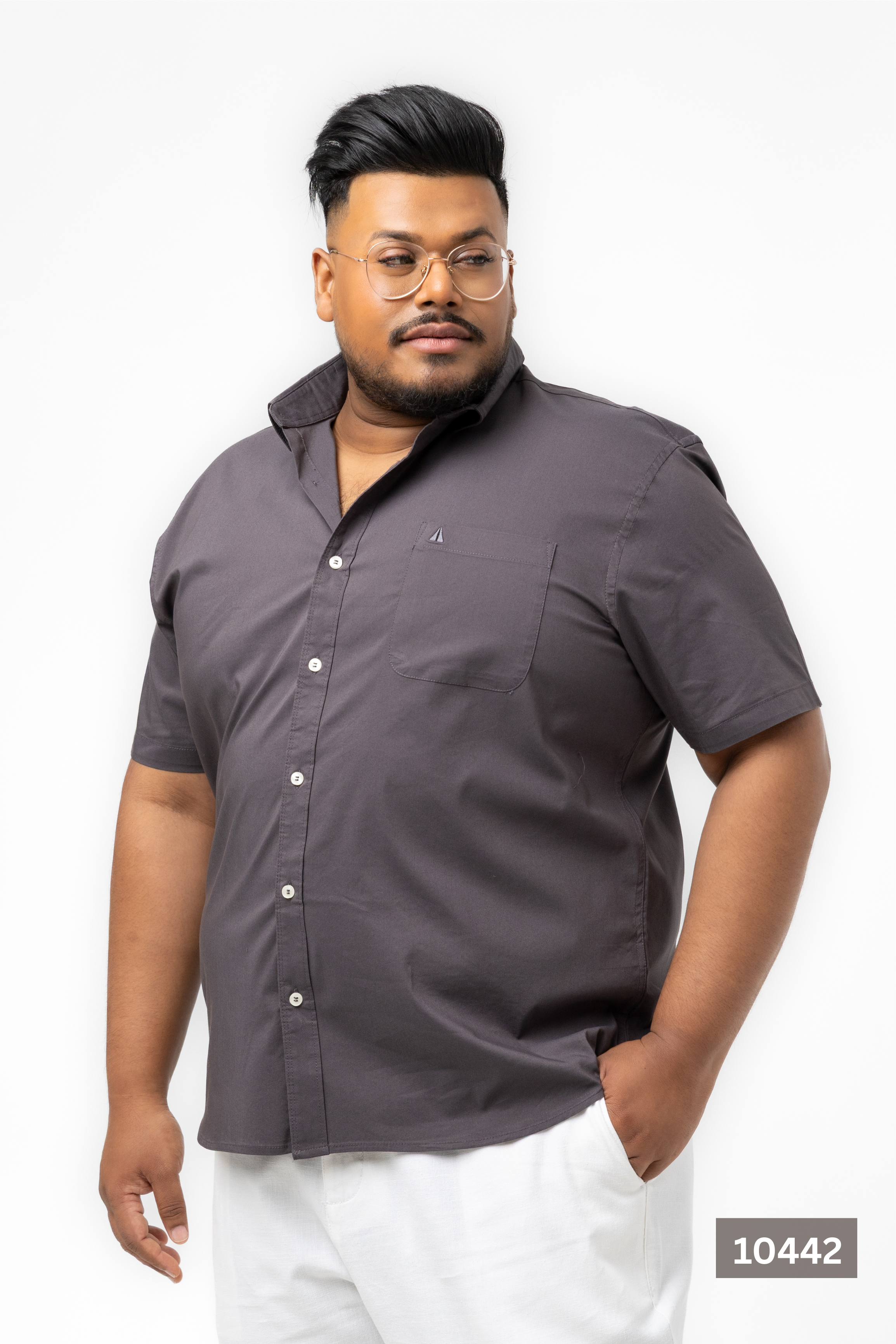 Plus Size Cotton Solid Shirt – Charcoal Grey | AnationZ