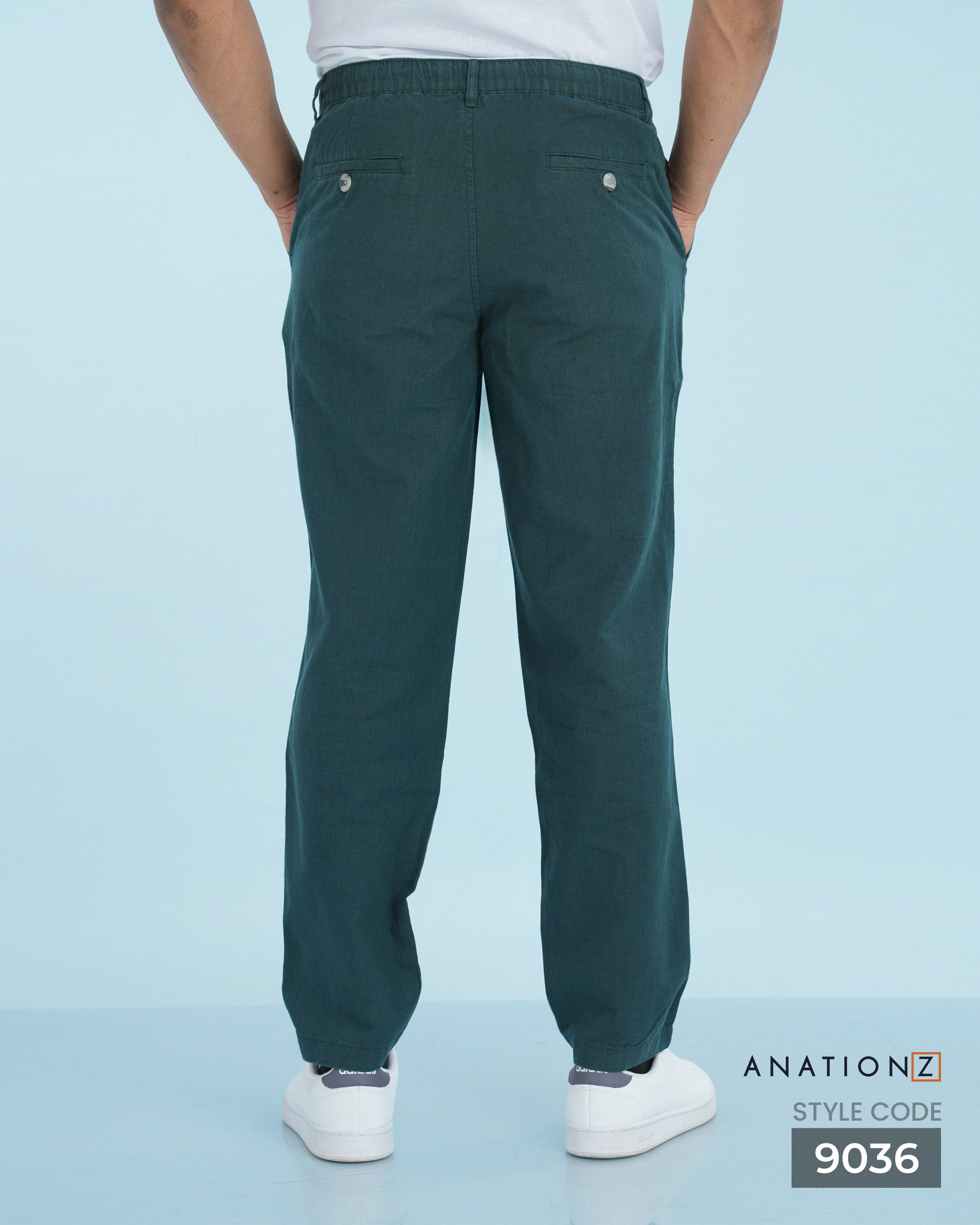 Linen Cotton Relaxed Fit Pant | Flexible Waistband - Teal
