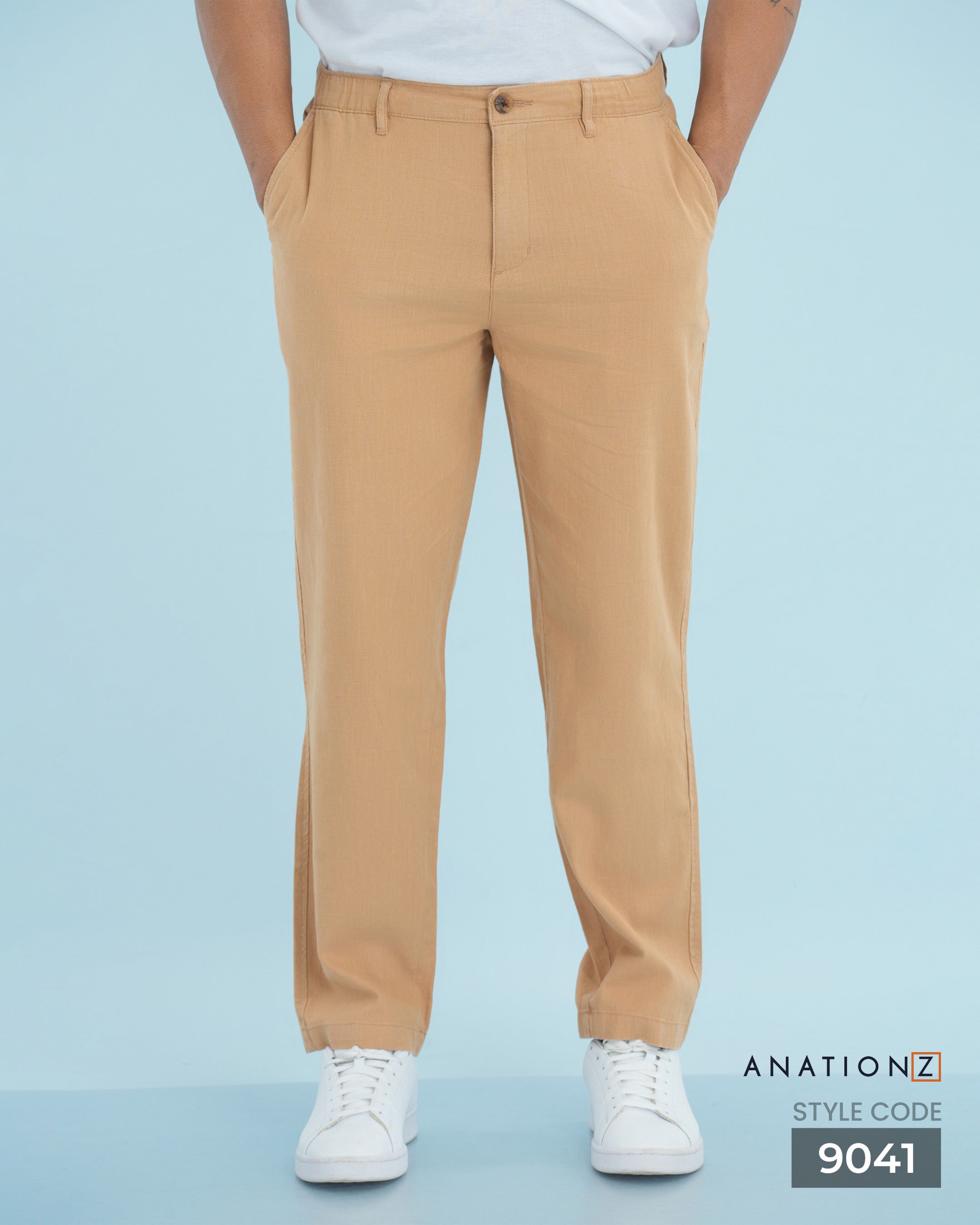 Linen Cotton Relaxed Fit Pant | Flexible Waistband - Sand