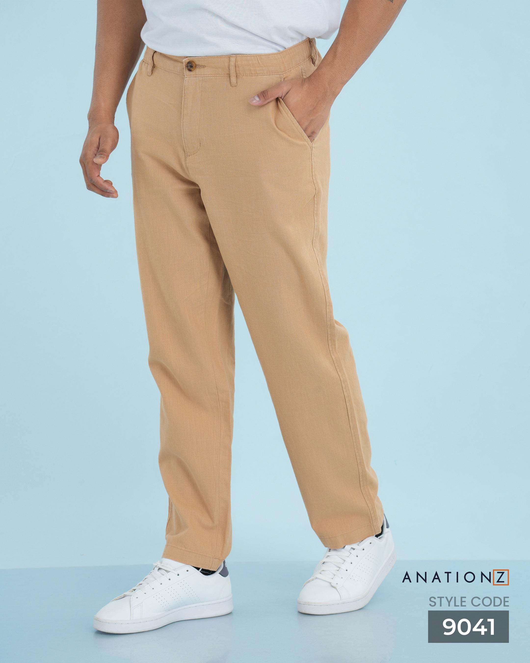 Linen Cotton Relaxed Fit Pant | Flexible Waistband - Sand