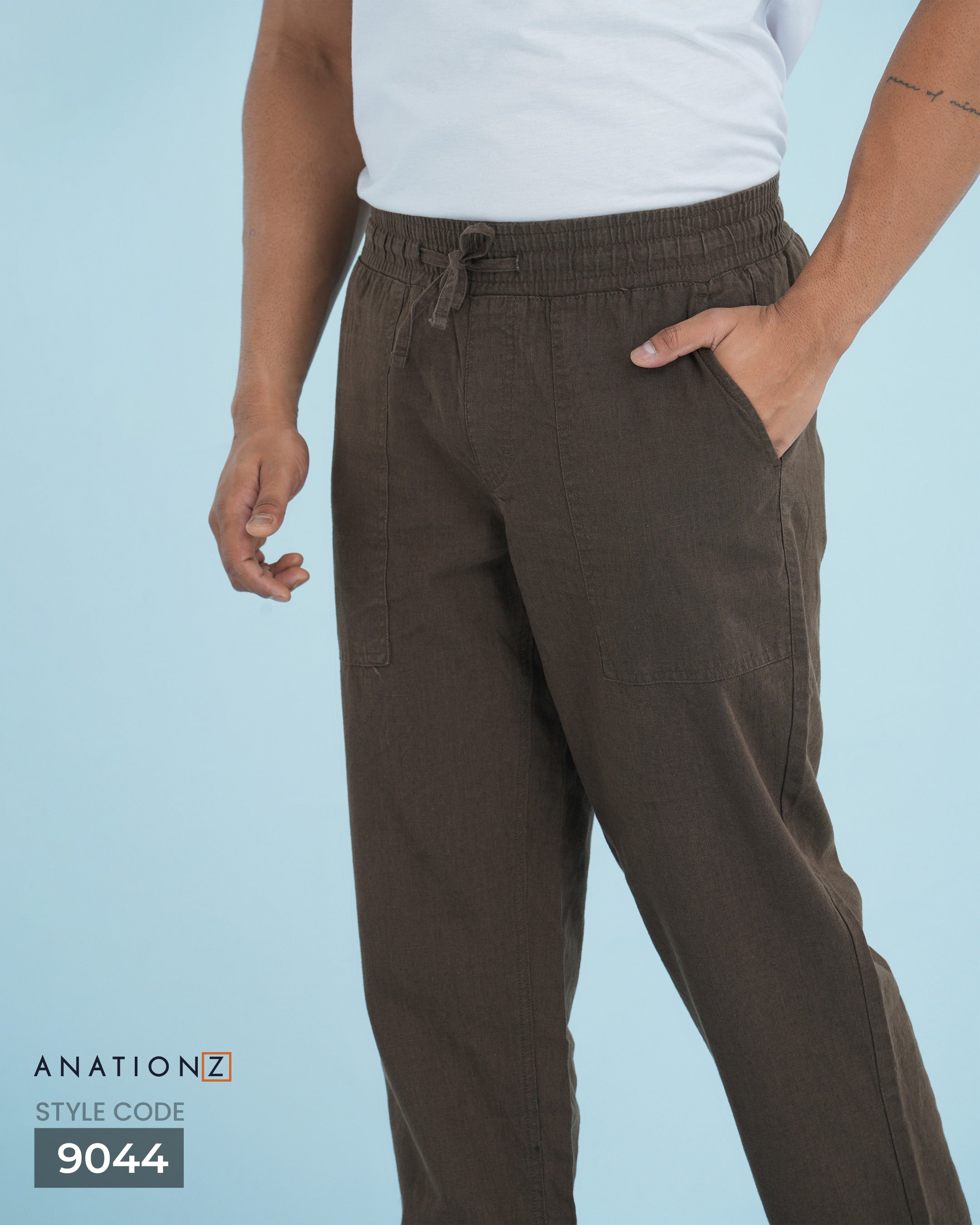 Heritage Linen Cotton Relaxed Pant - Brown