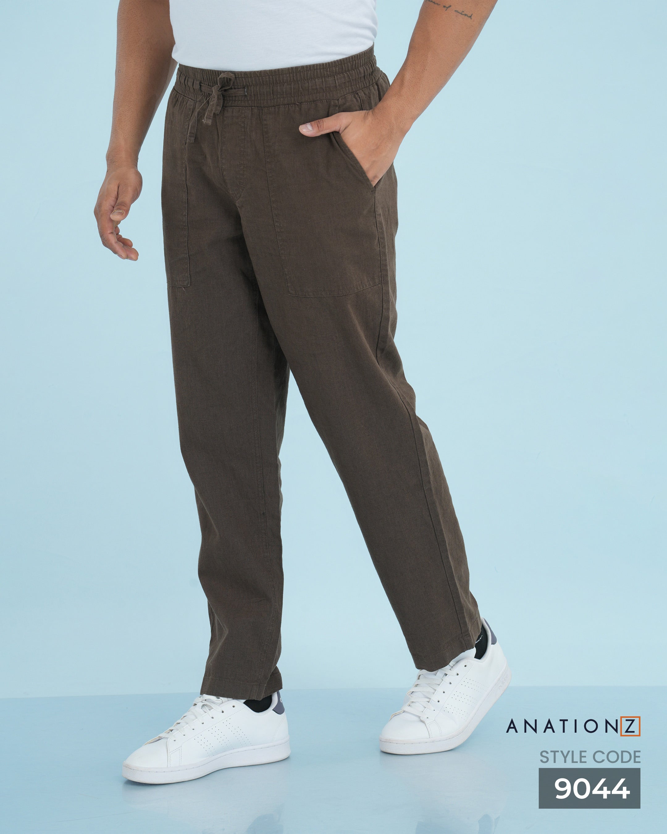 Heritage Linen Cotton Relaxed Pant - Brown