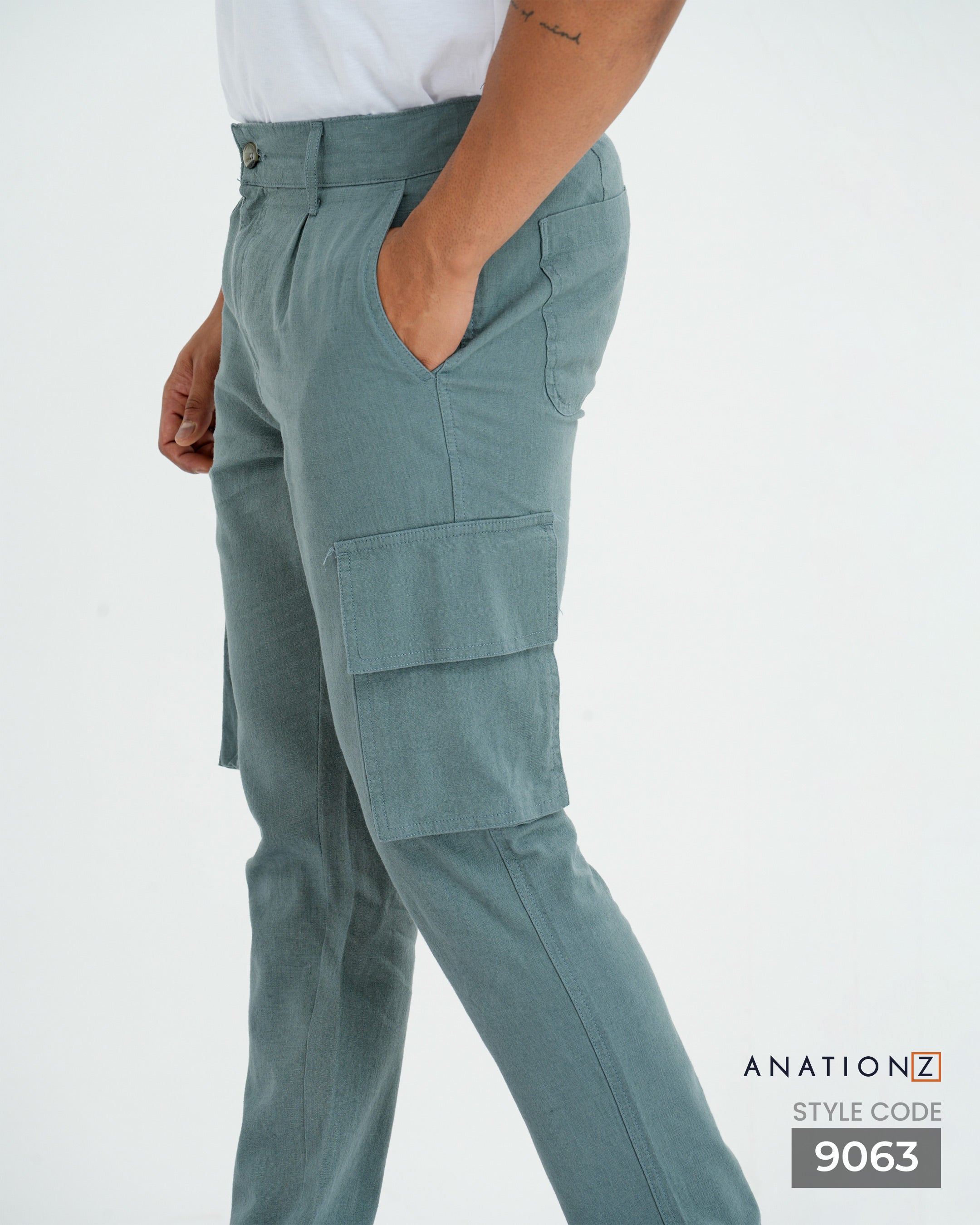 AnationZ Heritage Linen Cargo Pant - Slate Fog Sri Lanka
