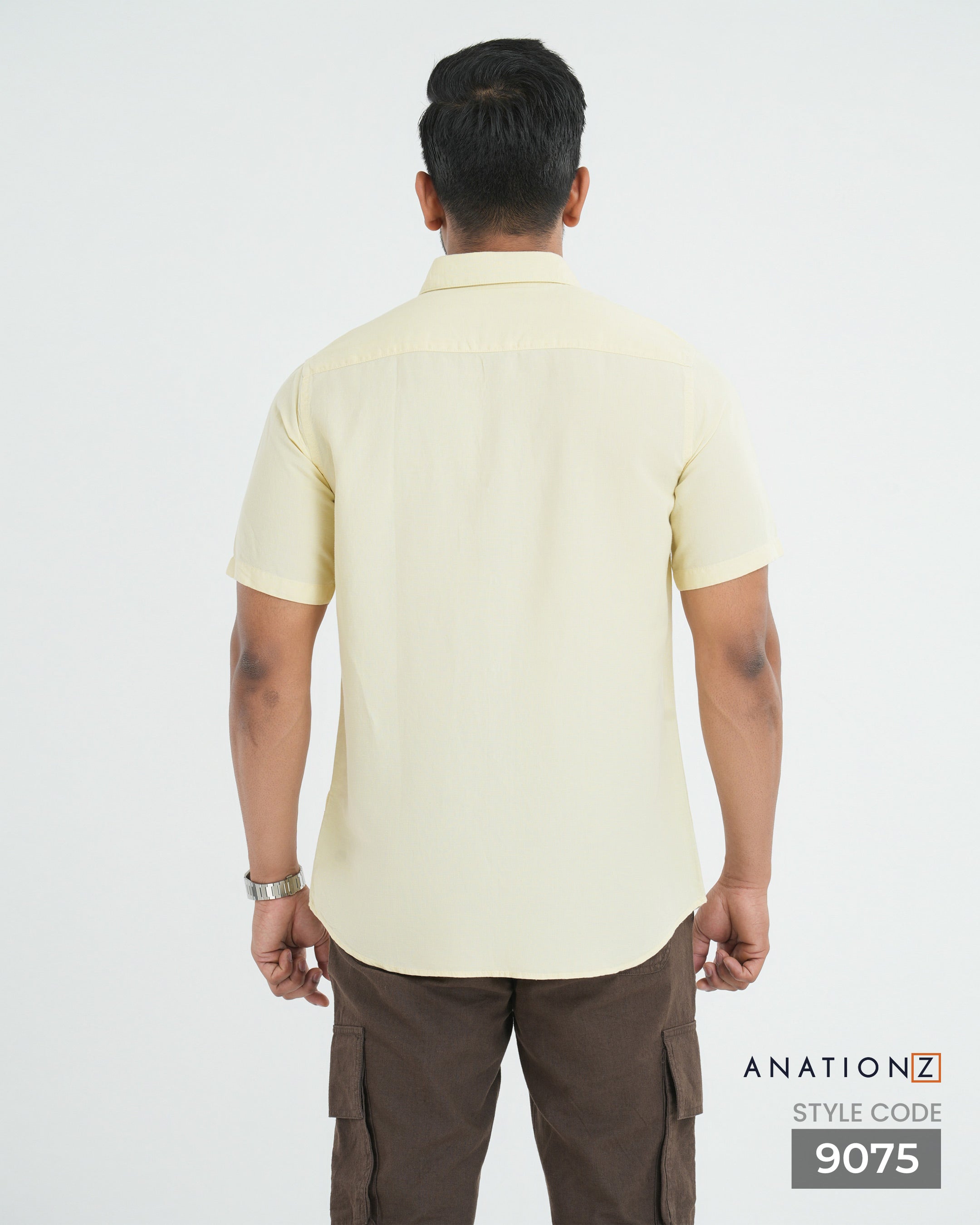 Viscose Linen Shirt with Curved Pocket - Beige