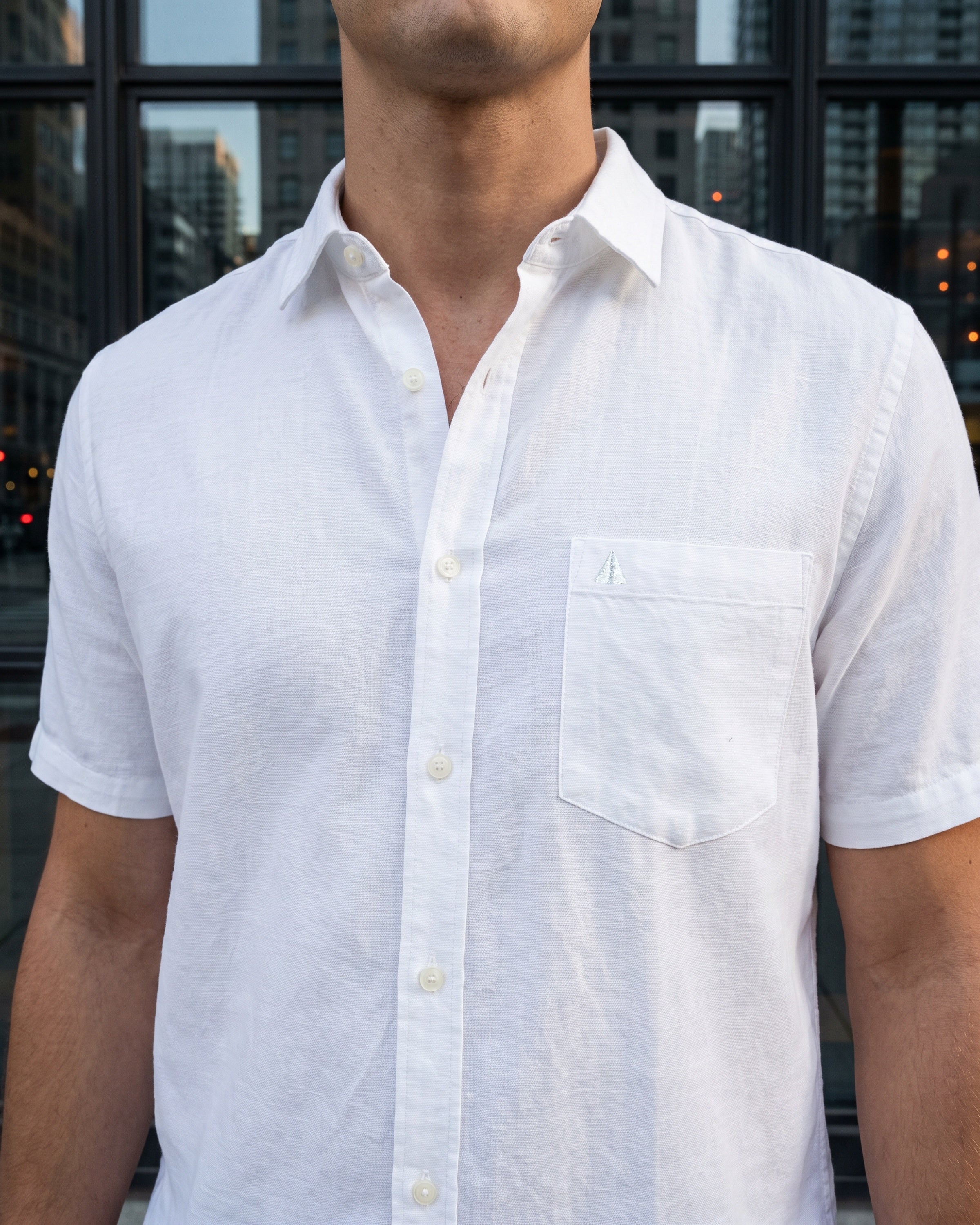 AnationZ Fluid Linen Short Sleeve Shirt - Alpine White Sri Lanka
