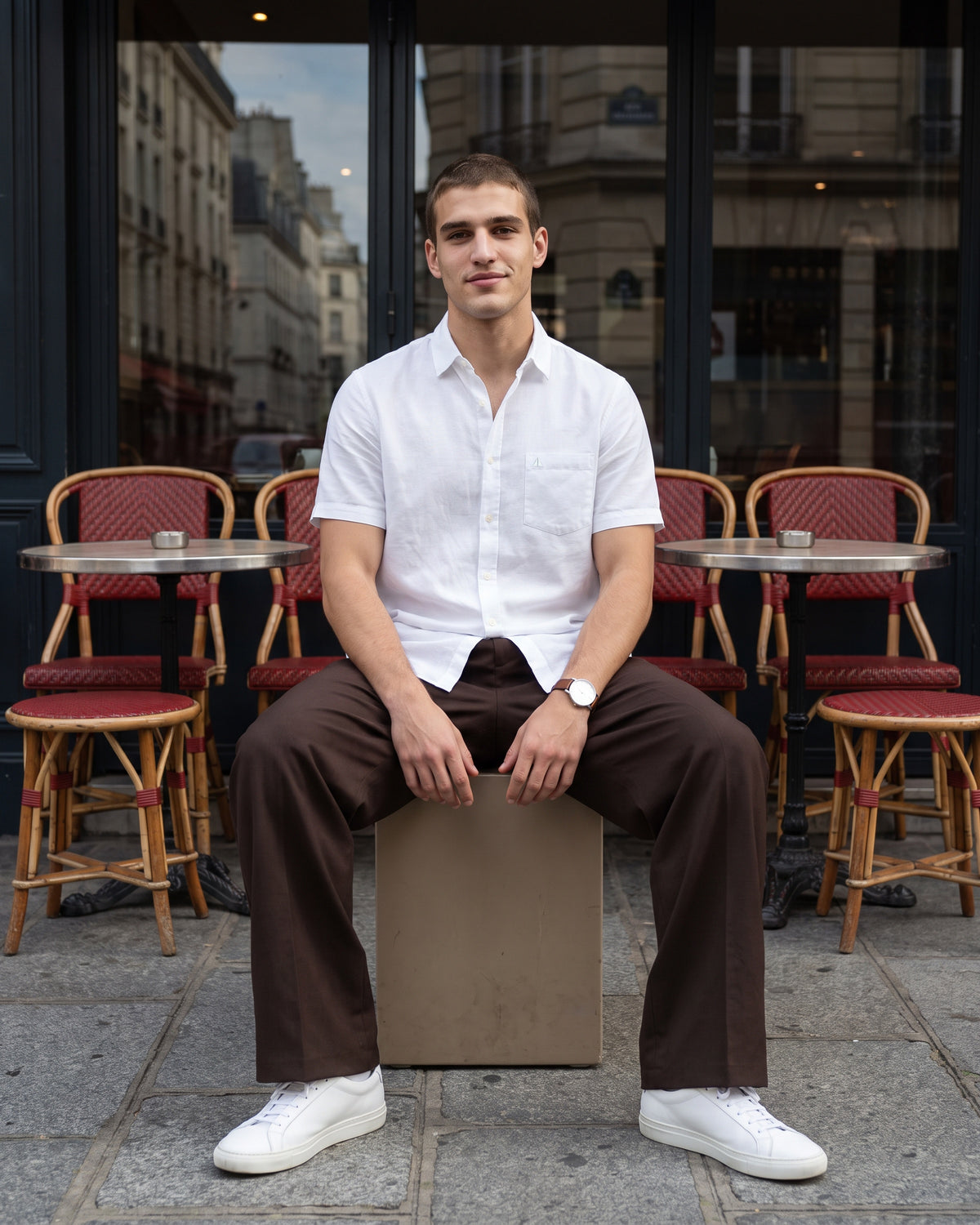 AnationZ Fluid Linen Short Sleeve Shirt - Alpine White Sri Lanka
