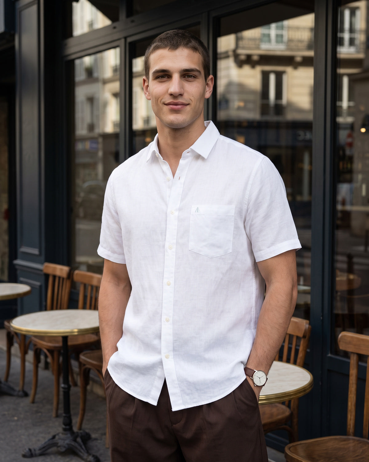 AnationZ Fluid Linen Short Sleeve Shirt - Alpine White Sri Lanka
