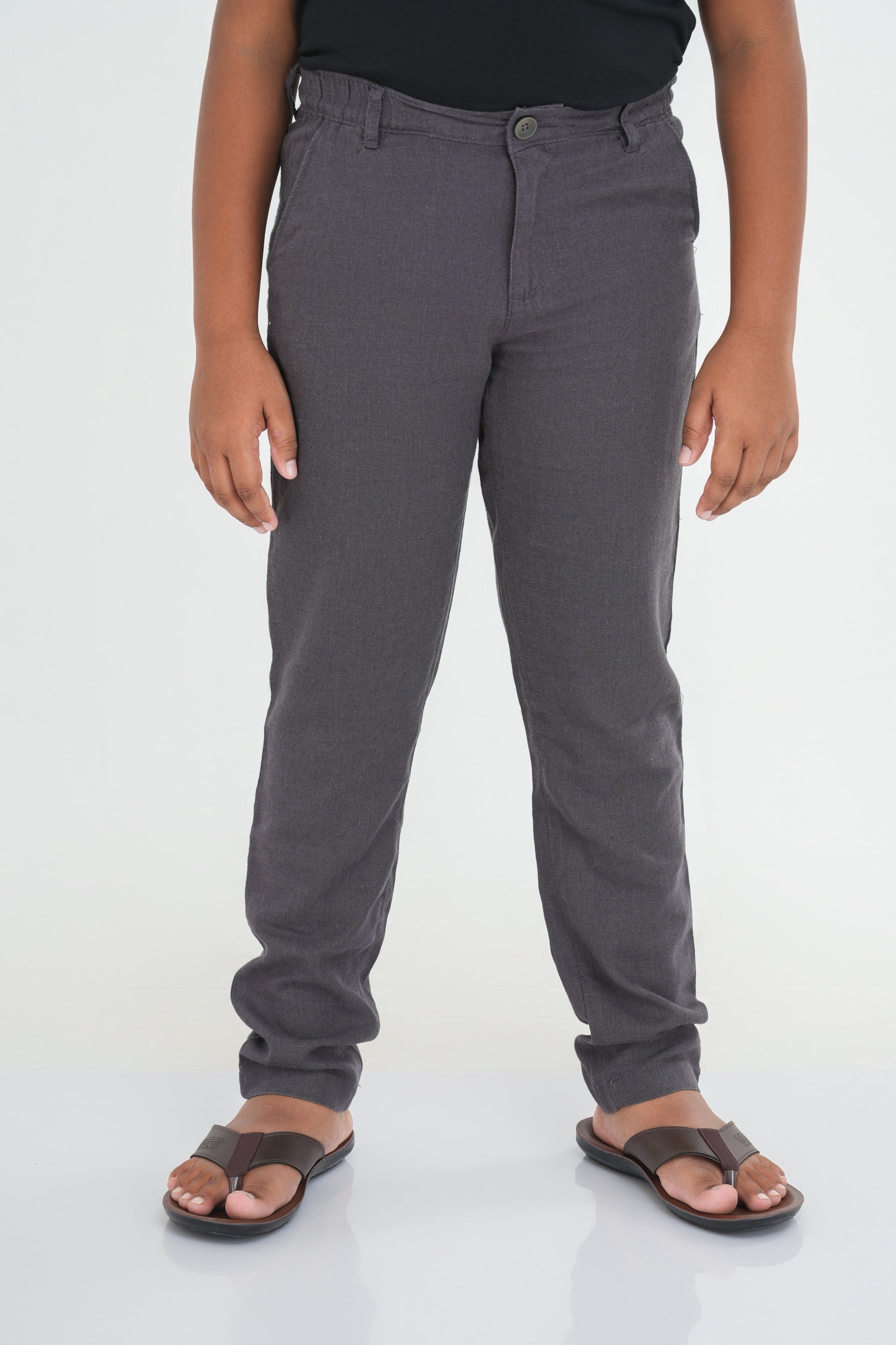 Kids' Linen Rayon Regular Pant – Dark Grey | AnationZ Junior