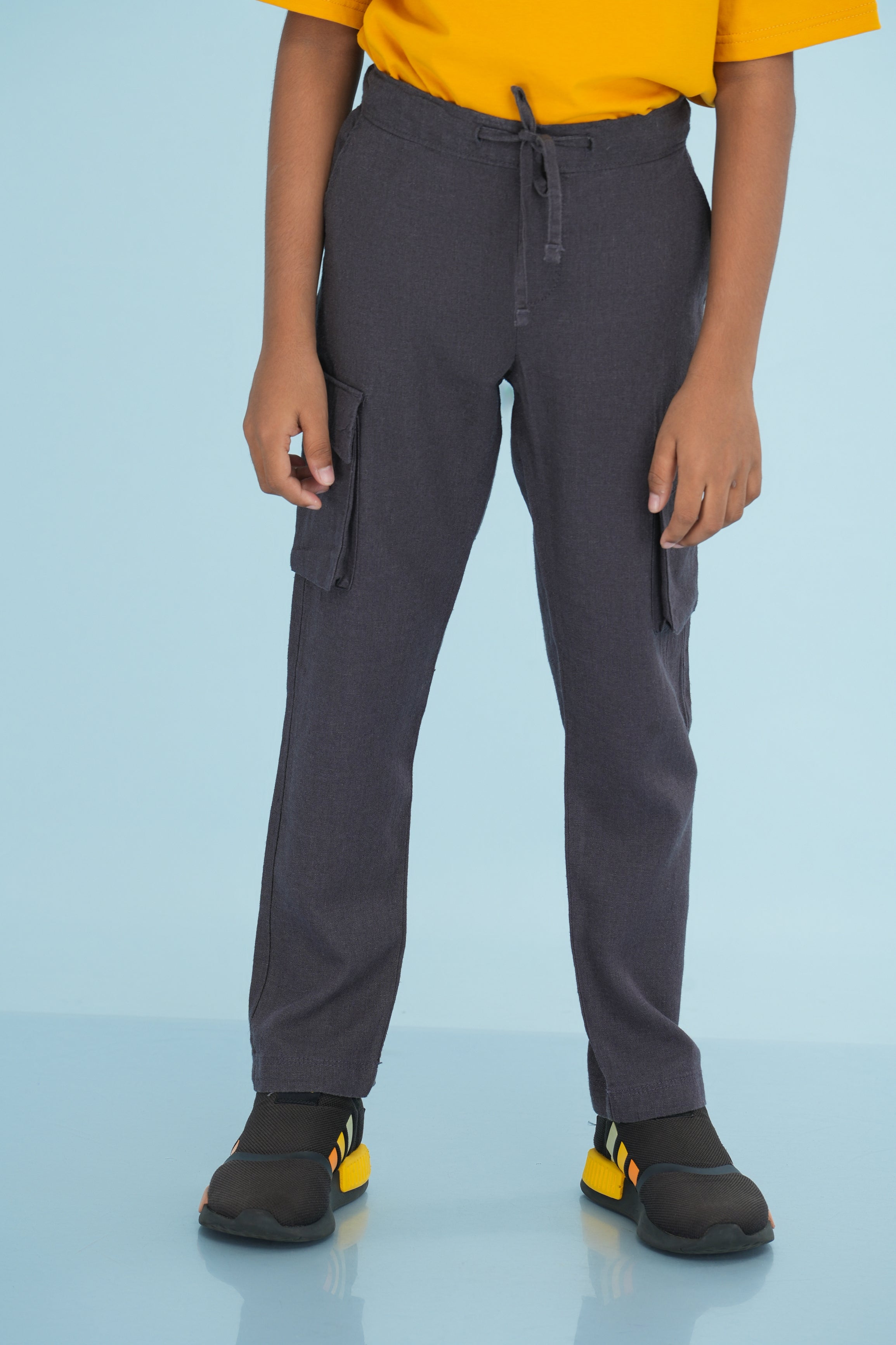 Kids' Linen Rayon Regular Pant – Dark Grey | AnationZ Junior