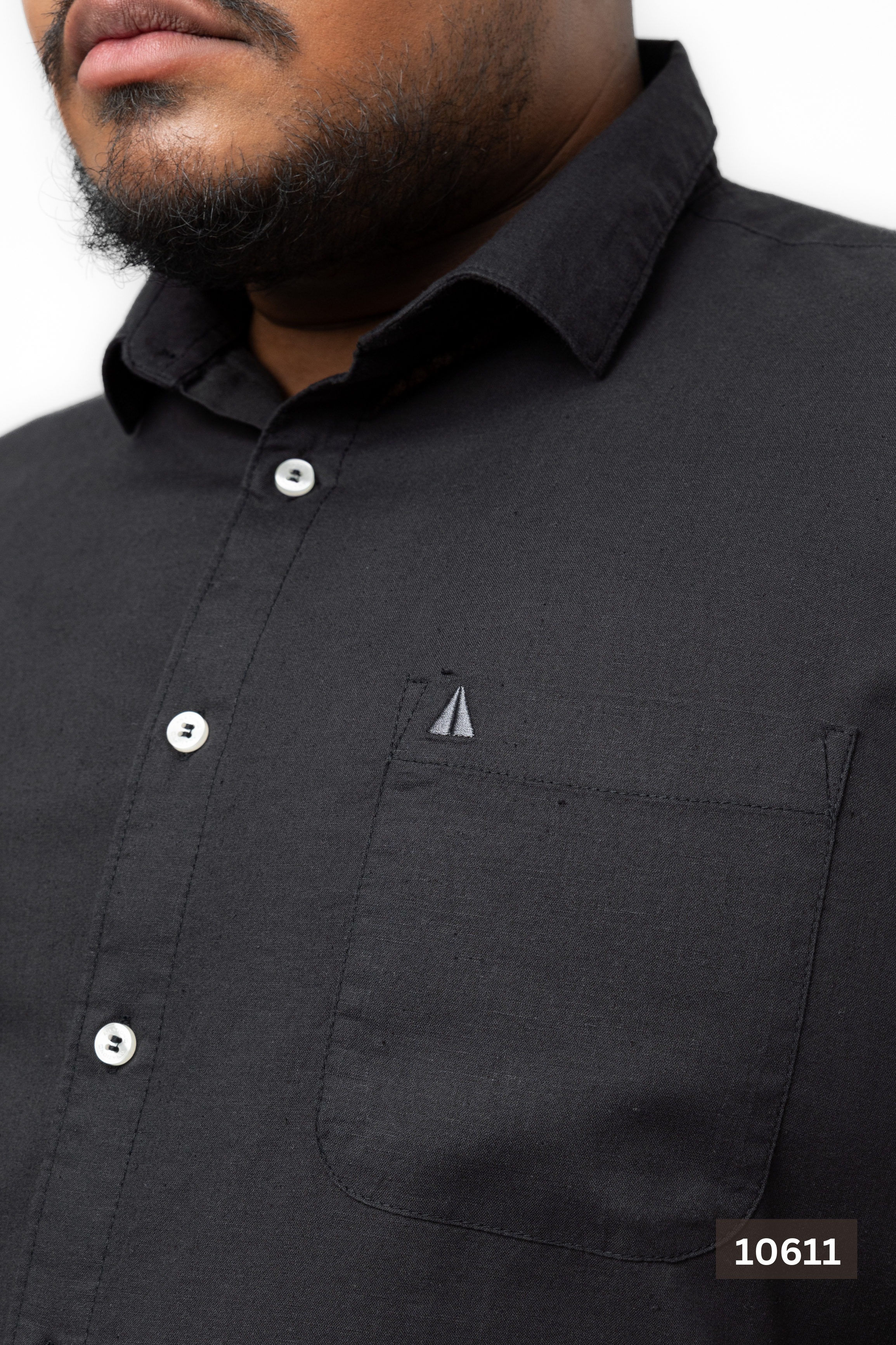 Plus Size Linen Cotton Shirt – Jet Black | AnationZ