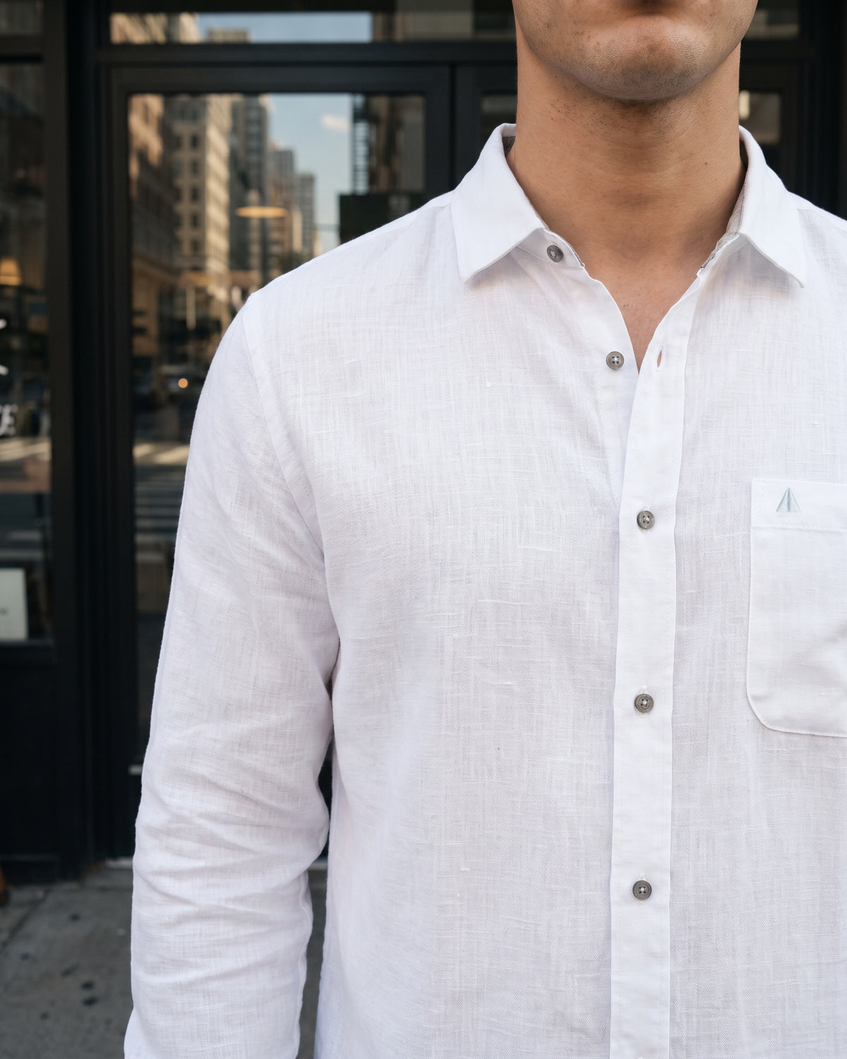 AnationZ Reserve Hemp Chinese Collar Shirt - Alpine White Sri Lanka
