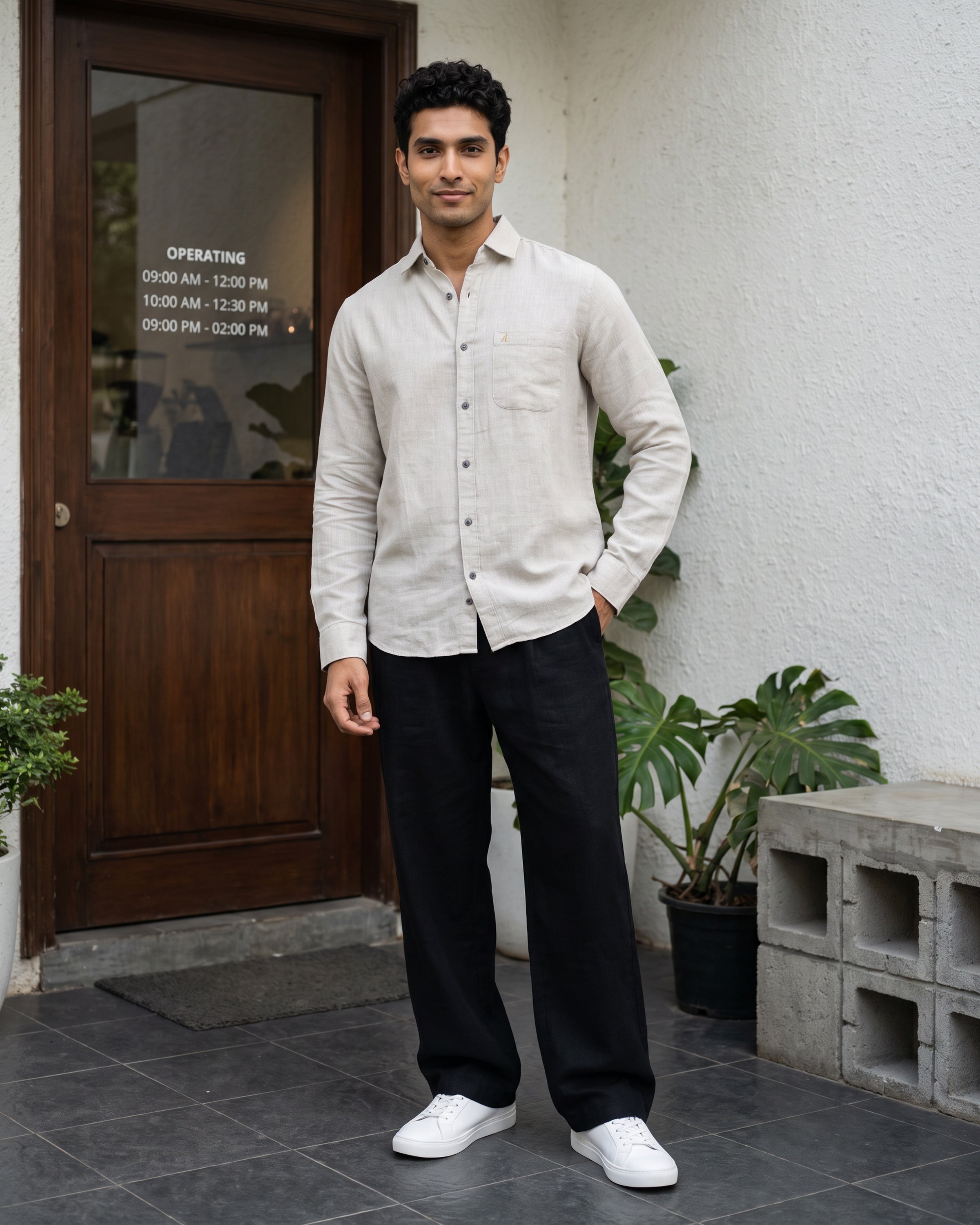 AnationZ Reserve Hemp Chinese Collar Shirt - Raw Canvas Sri Lanka