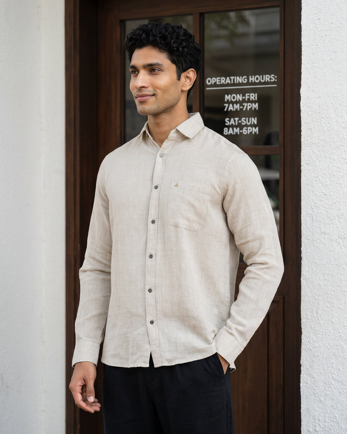 AnationZ Reserve Hemp Chinese Collar Shirt - Raw Canvas Sri Lanka