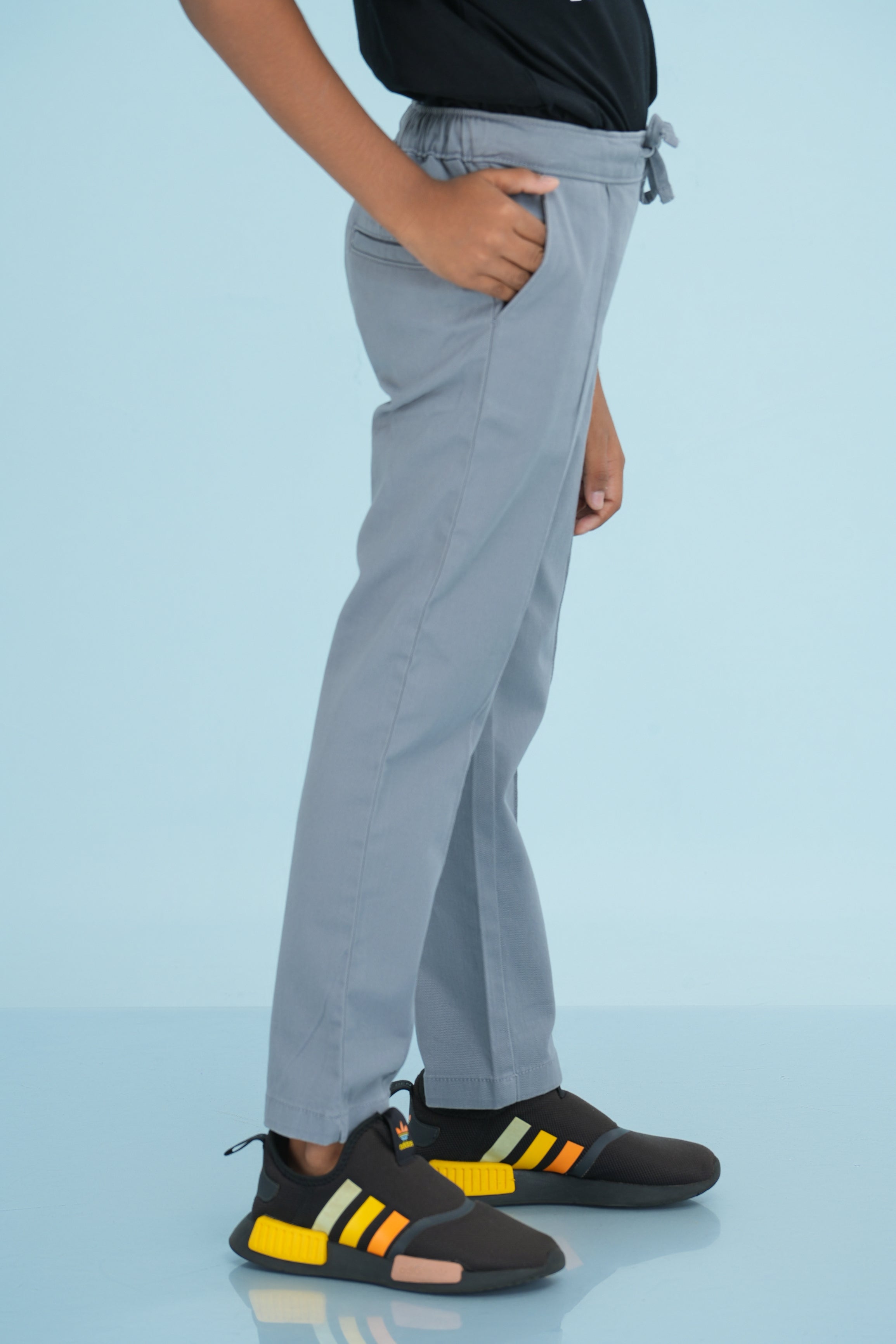 Kids' Twill Essential Regular Pant – Light Grey | AnationZ Junior