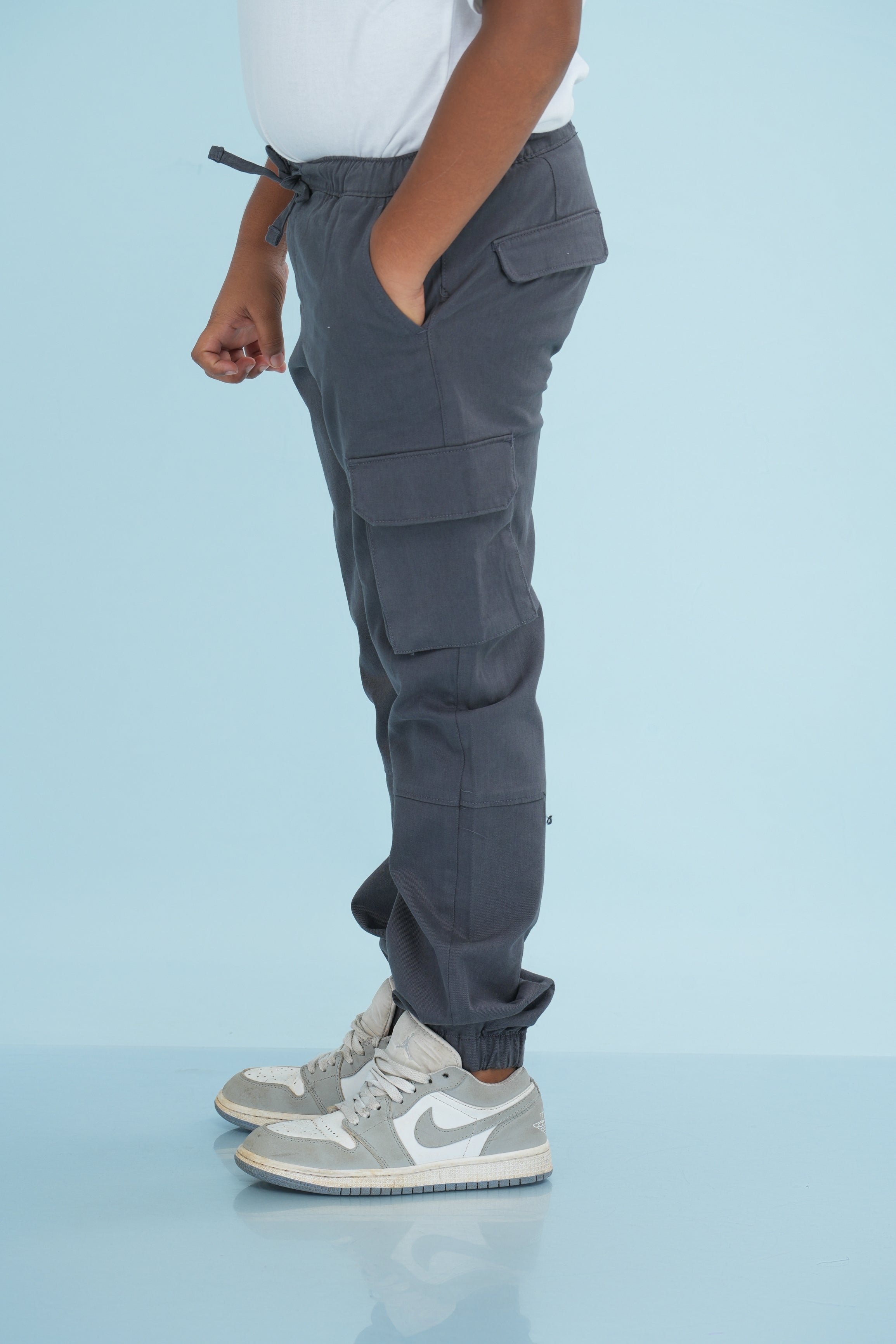 Kids' Twill Essential Cargo Bottom – Charcoal | AnationZ Junior