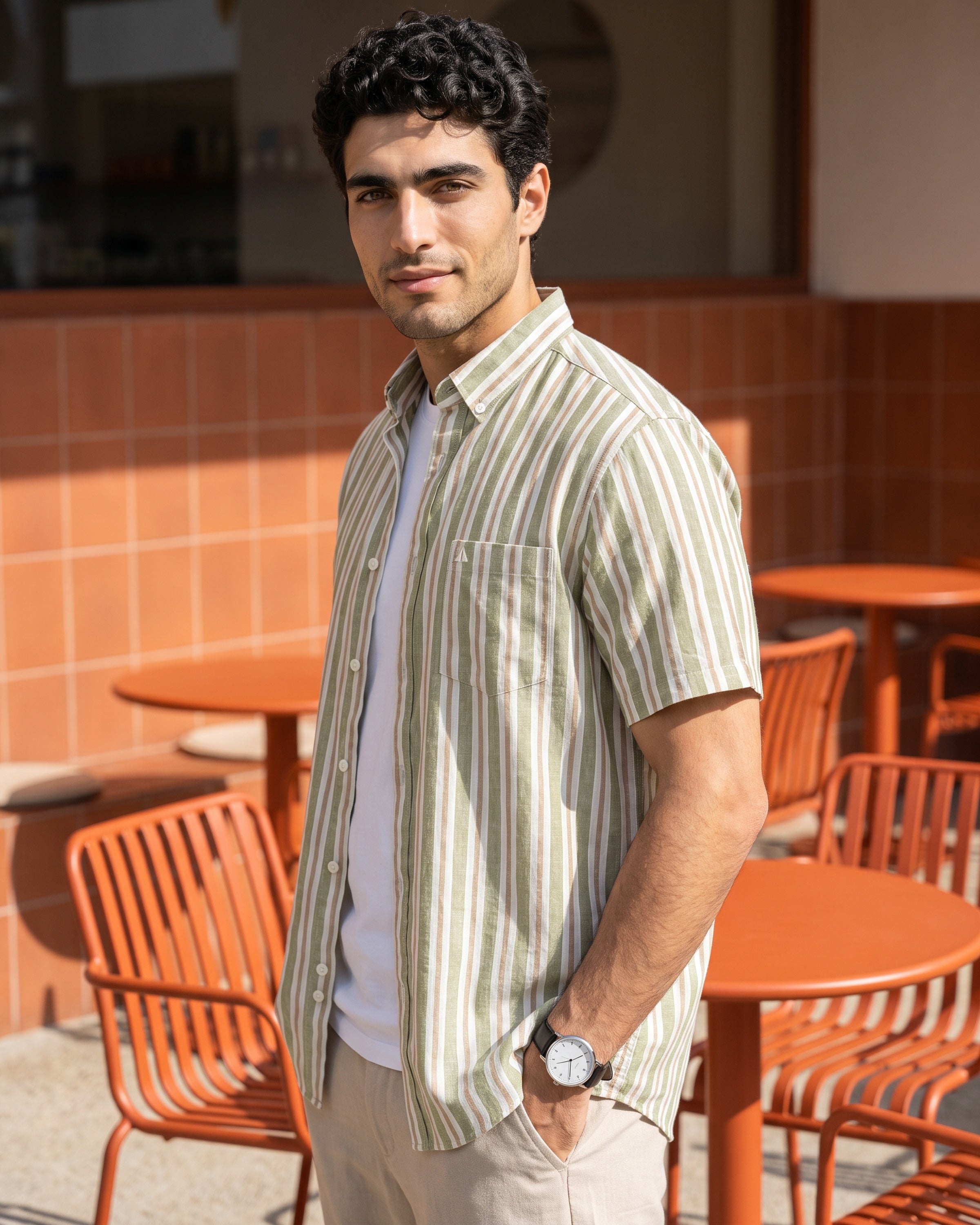 AnationZ Heritage Linen Button-Down Shirt - Sage Breeze Sri Lanka