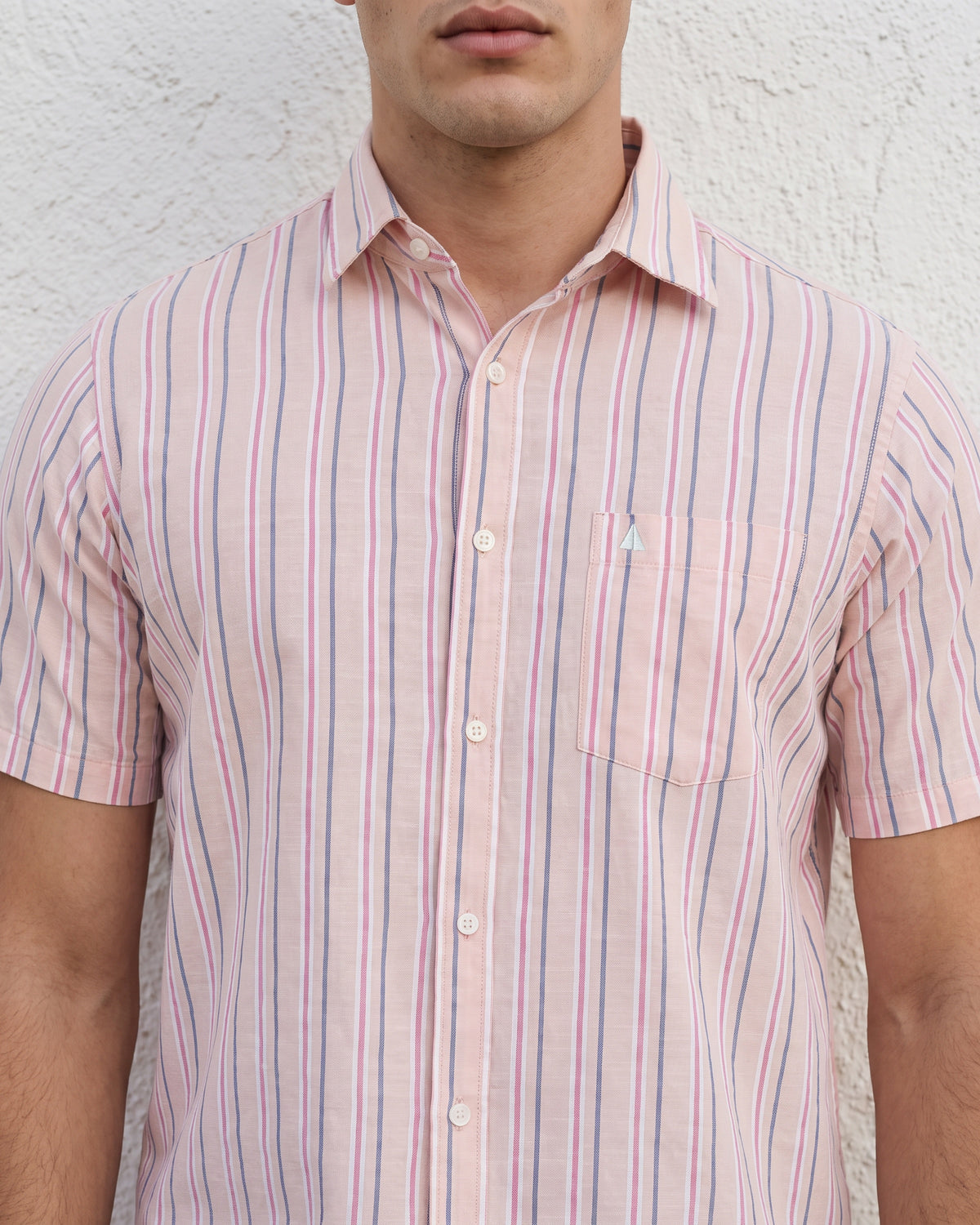 AnationZ Heritage Linen Stripe Short Sleeve Shirt - Rose Dusk Sri Lanka
