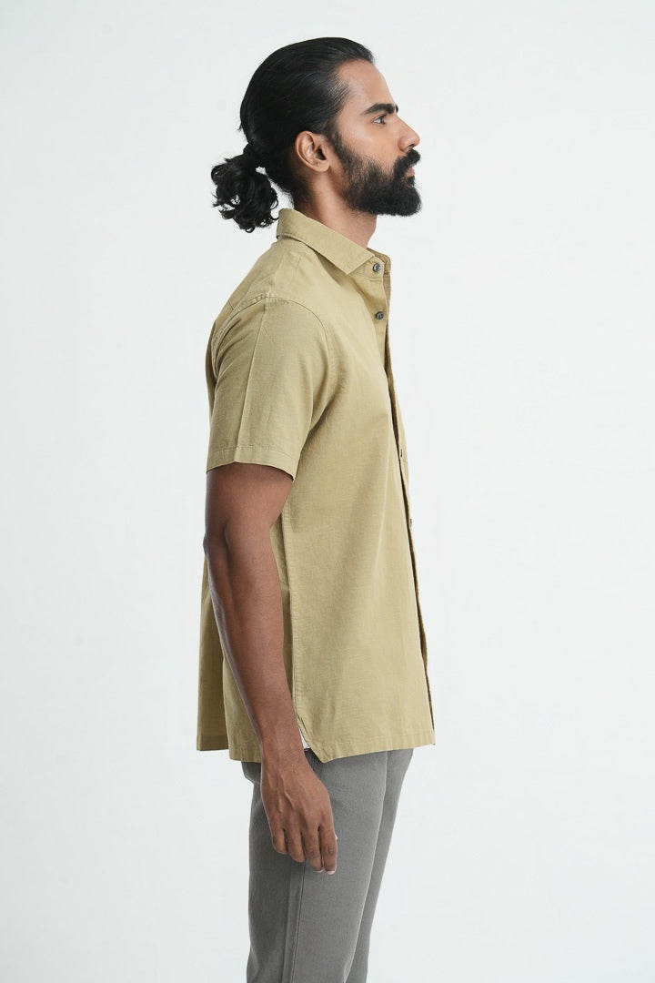 Classic Straight Cut Linen Cotton Shirt - Amber