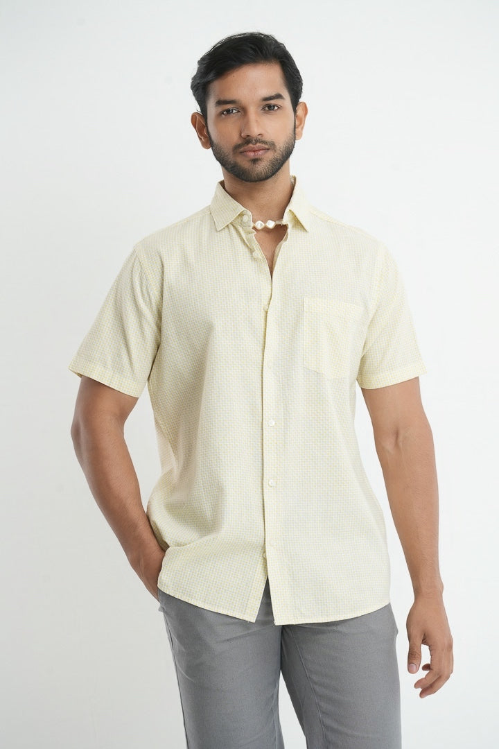 Printed linen cotton shirt - Lime