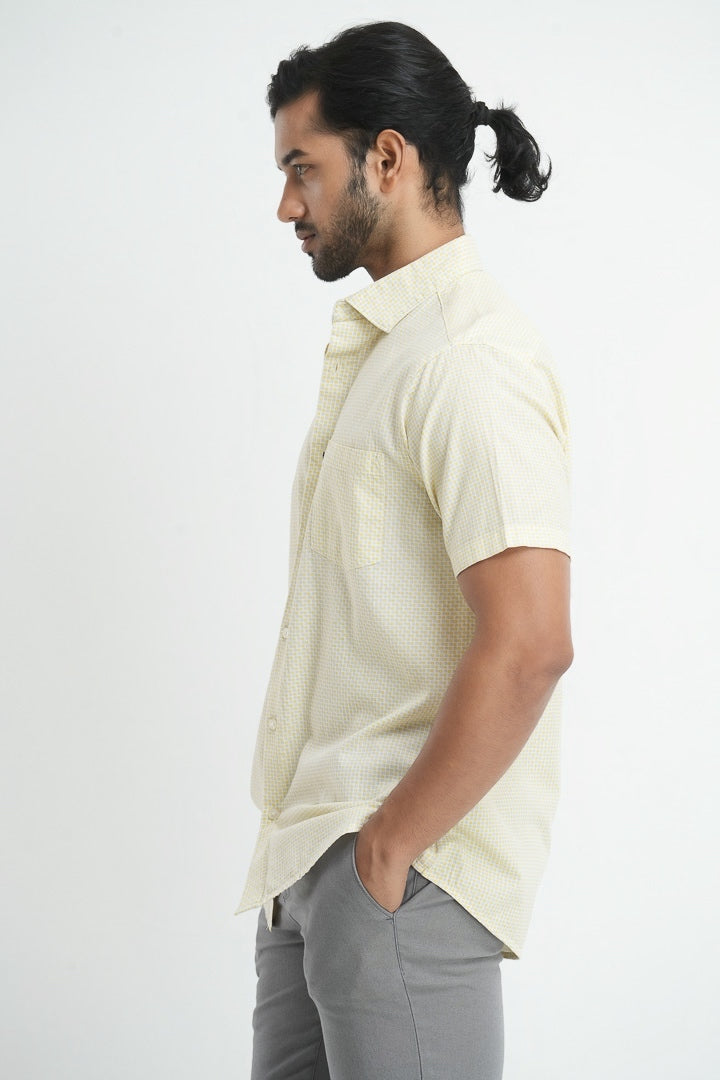 Printed linen cotton shirt - Lime