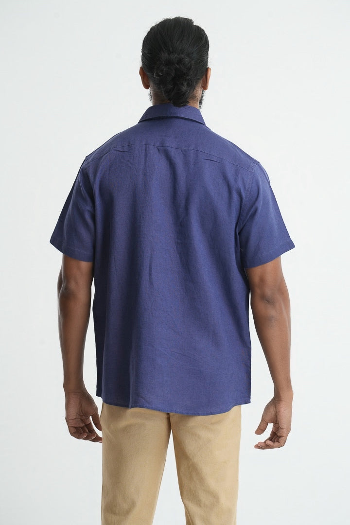 Classic Linen Cotton Shirt - Dark blue