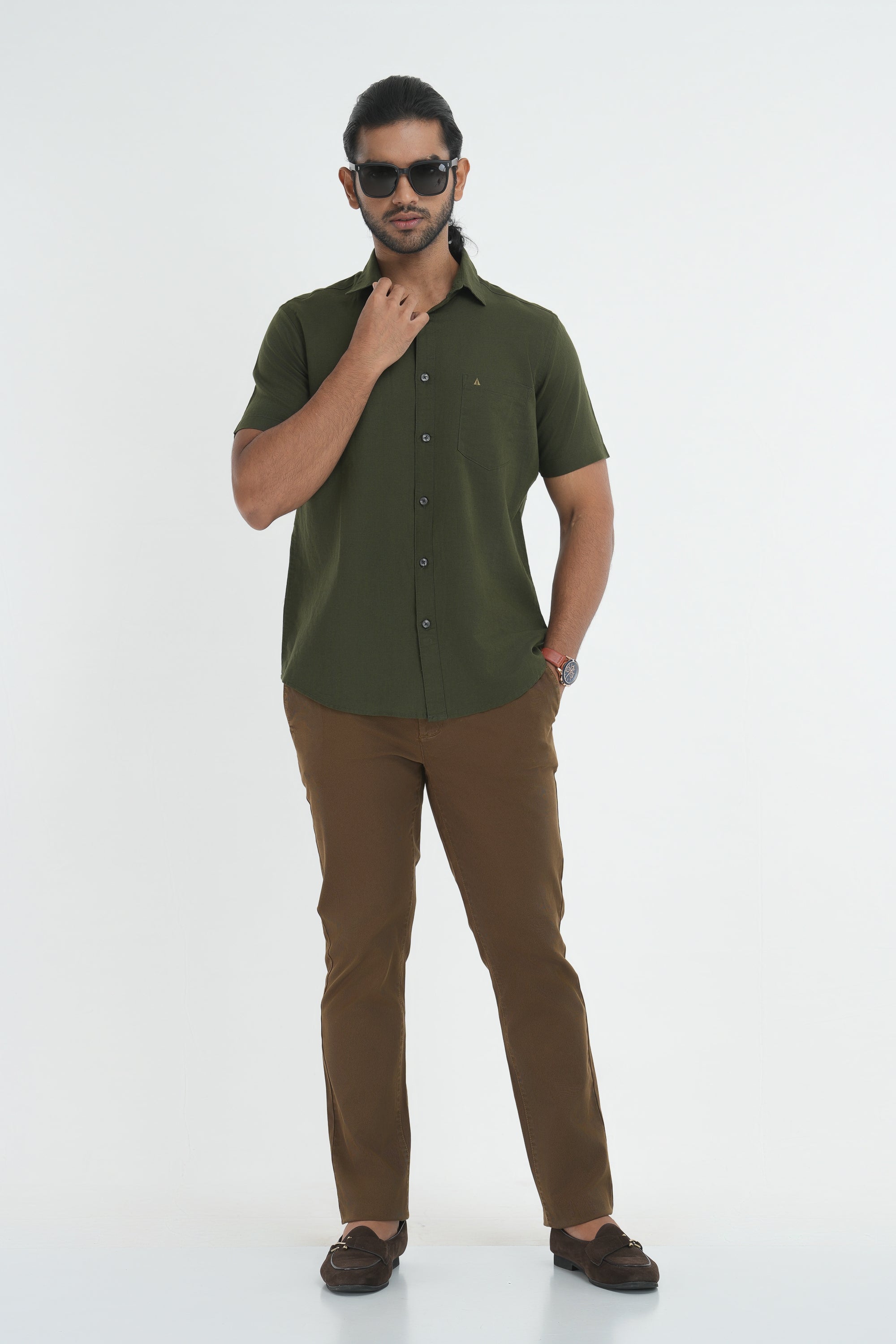 Linen Cotton Shirt - Olive