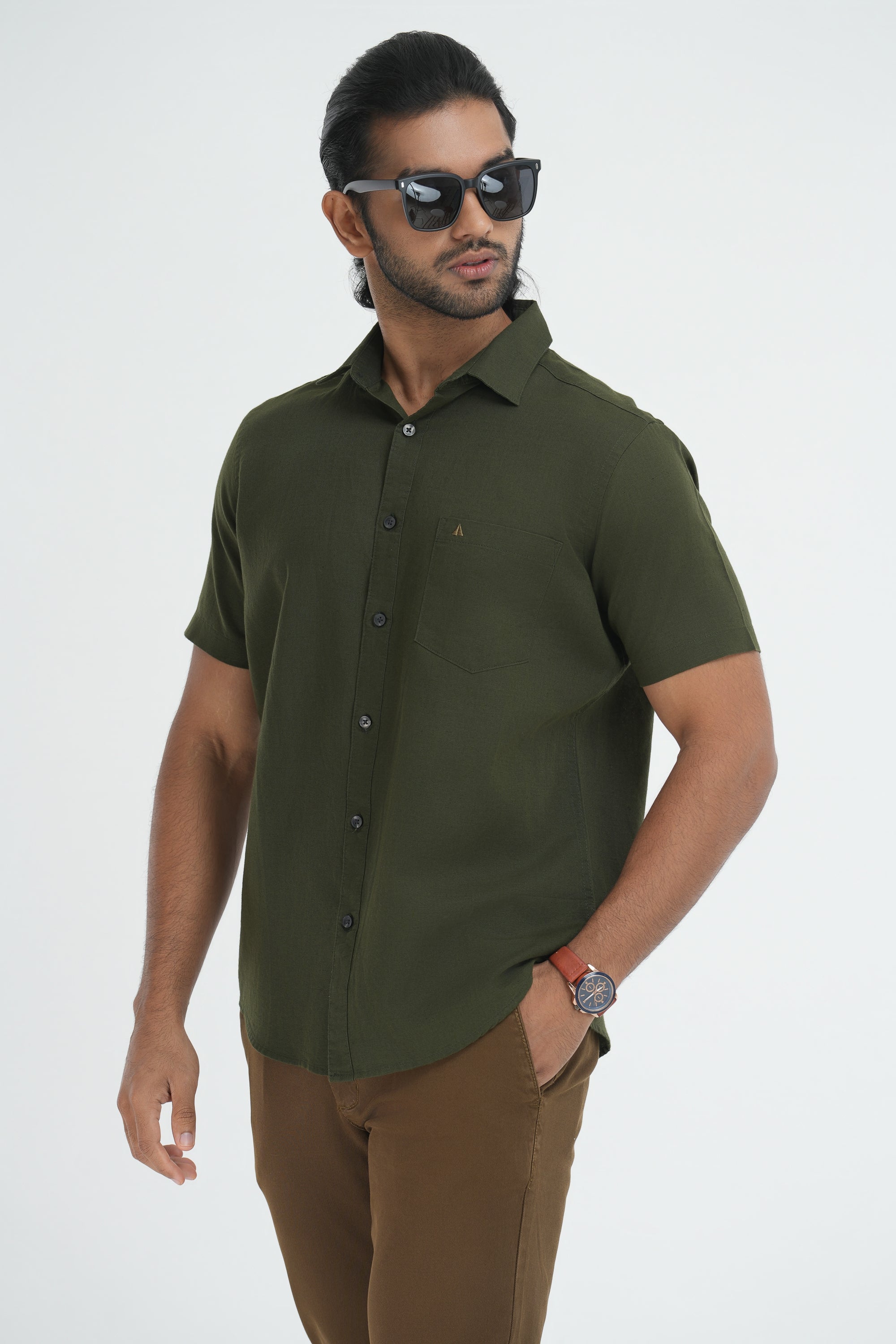 Linen Cotton Shirt - Olive