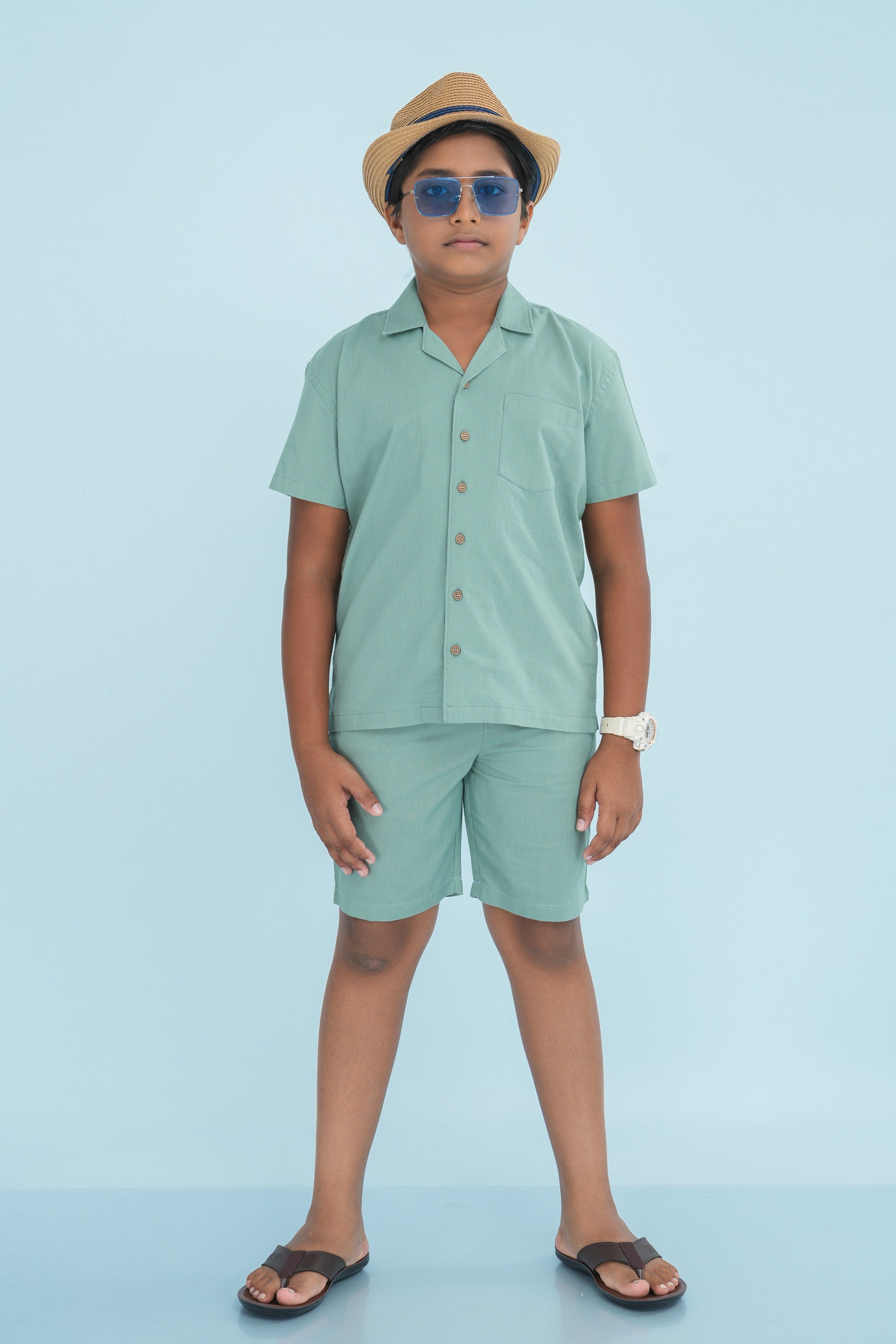Kids' Linen Co-ord Set – Sage Green | AnationZ Junior