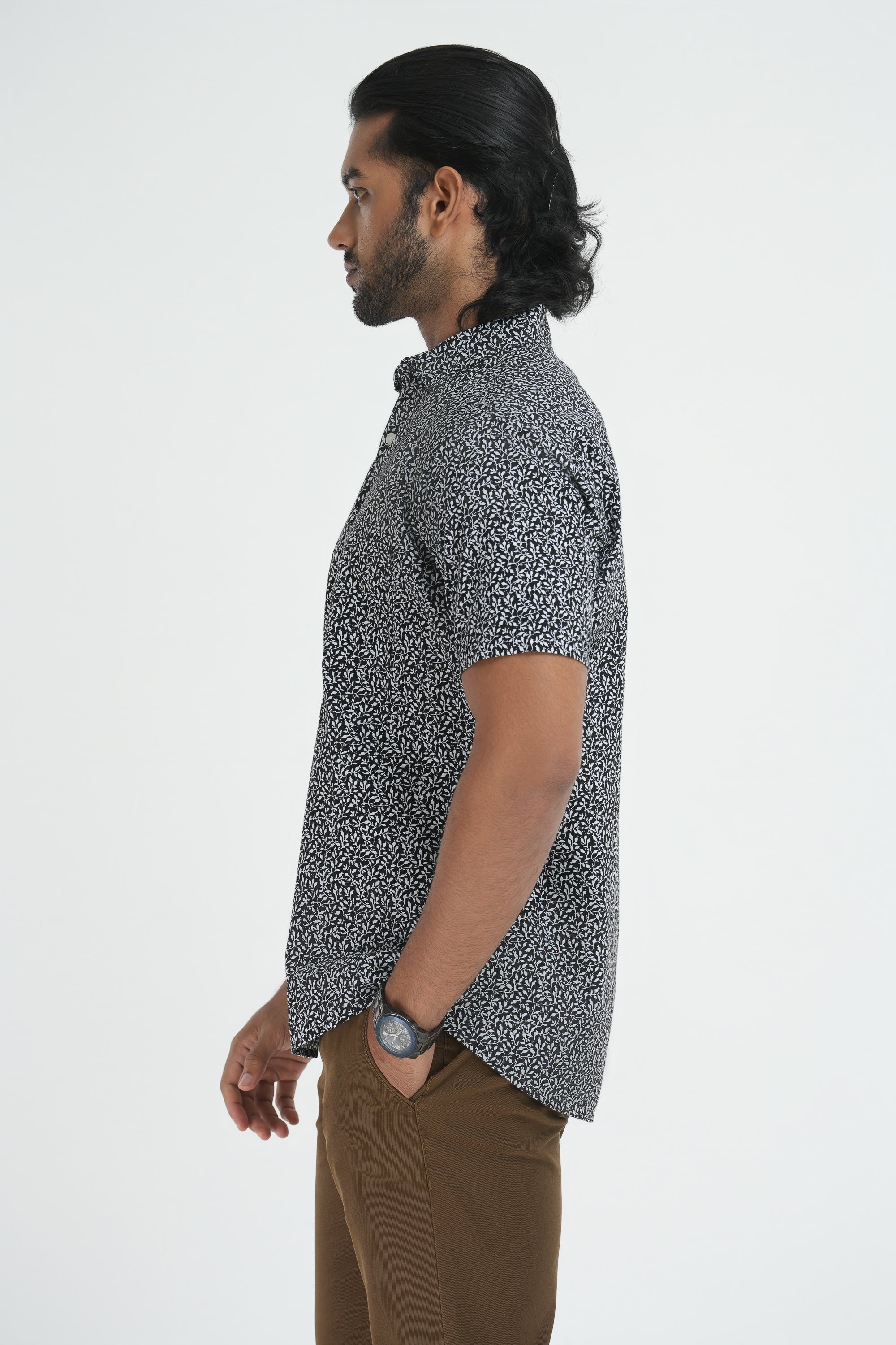 Printed Cotton Shirt -Black